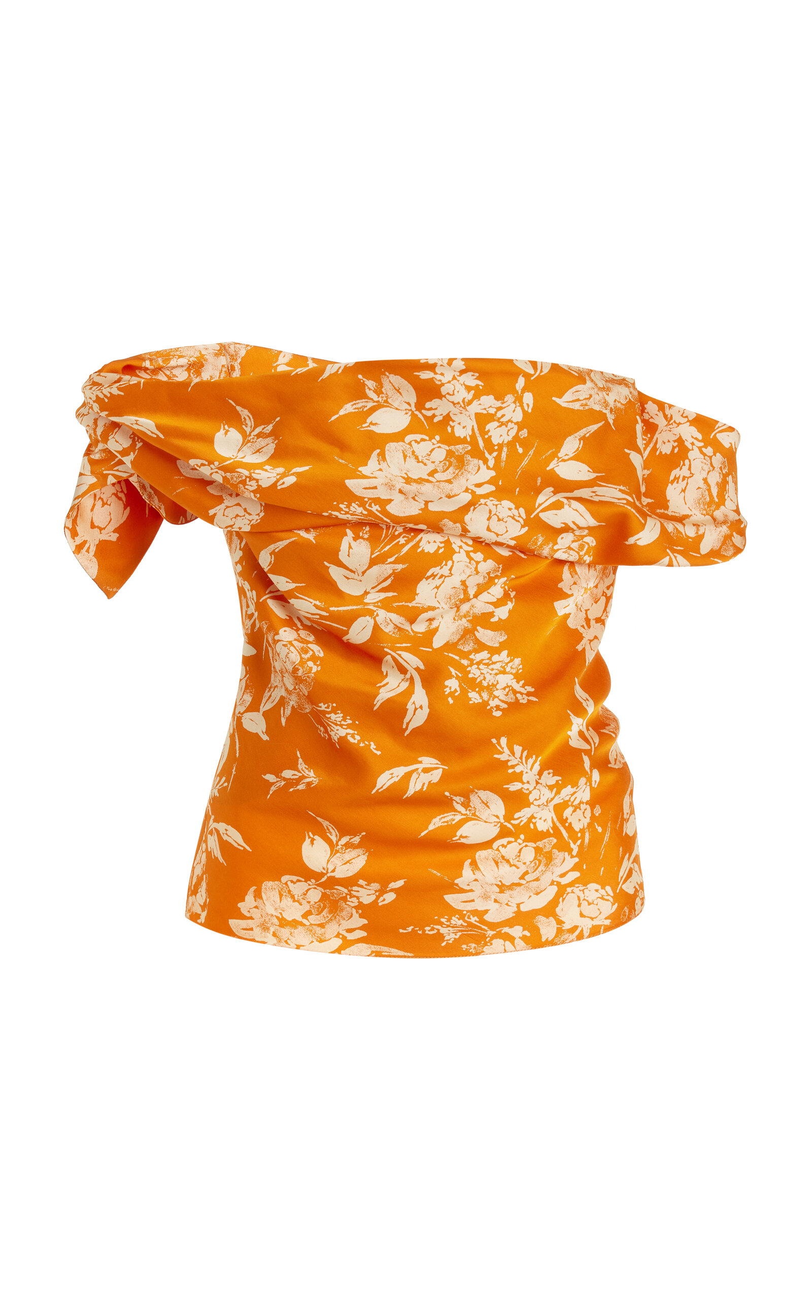 Rosie Assoulin Can't Bare It Printed Off-The-Shoulder Top - Orange