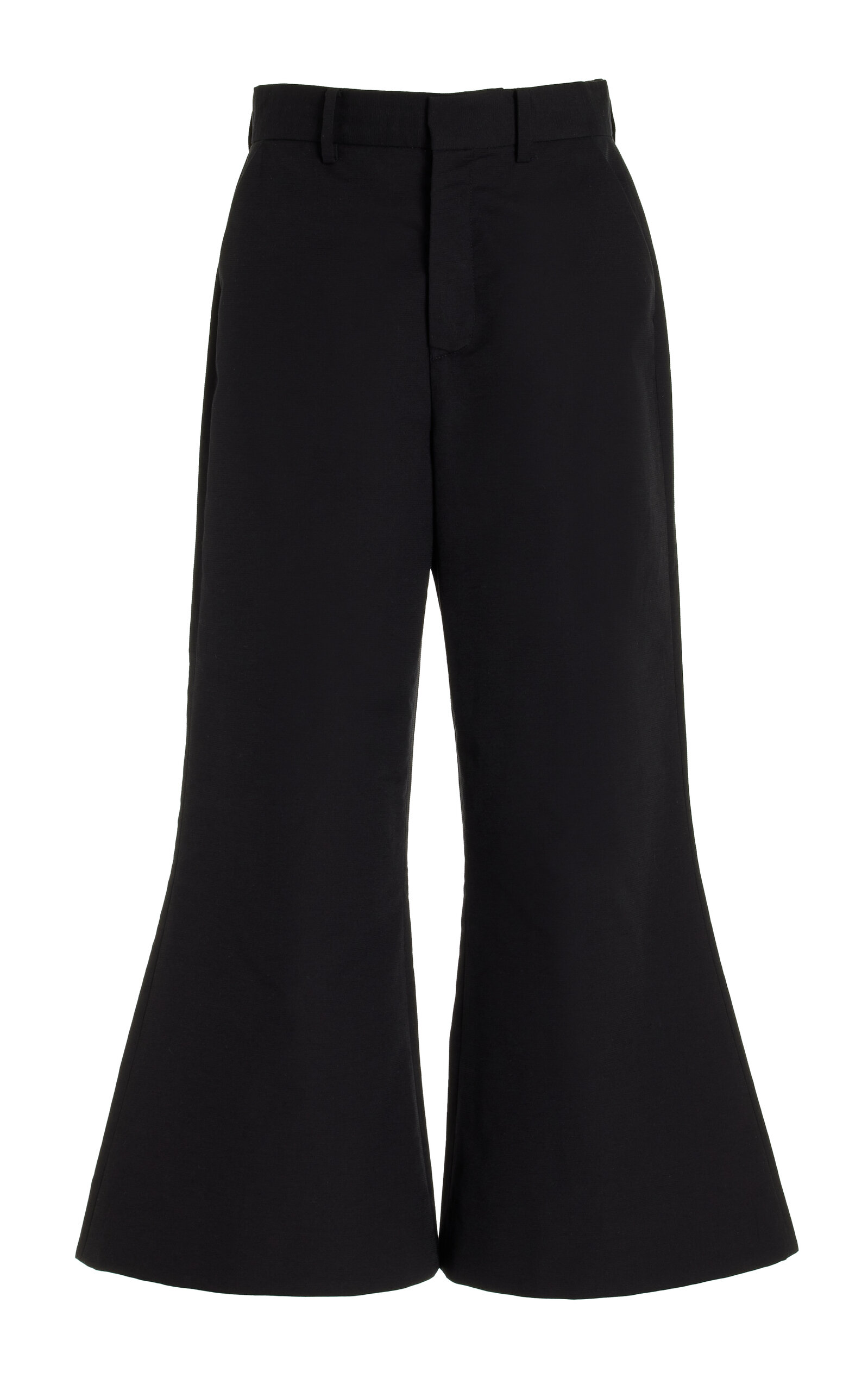 Shop Rosie Assoulin Cropped Cotton Flared Pants In Black