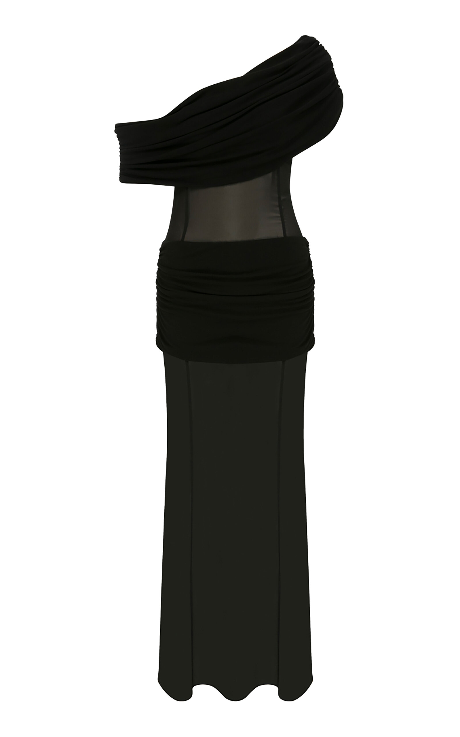 . Tia Chiffon-Paneled Jersey Maxi Dress