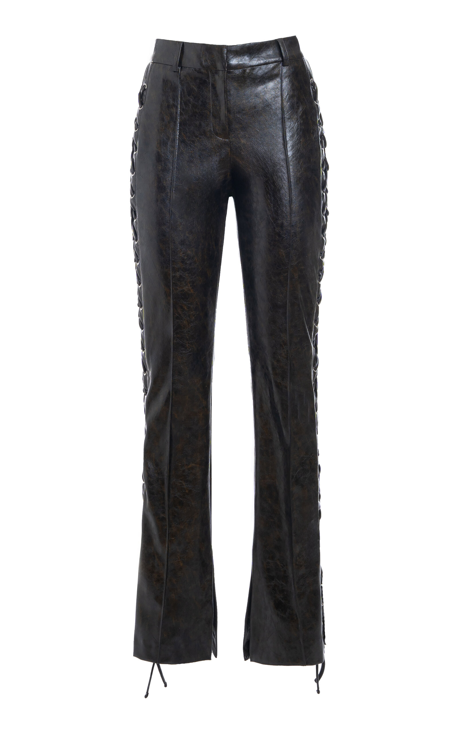 DES_PHEMMES Lace-Up Vegan Leather Flared Pants - Black - Men's Clothing