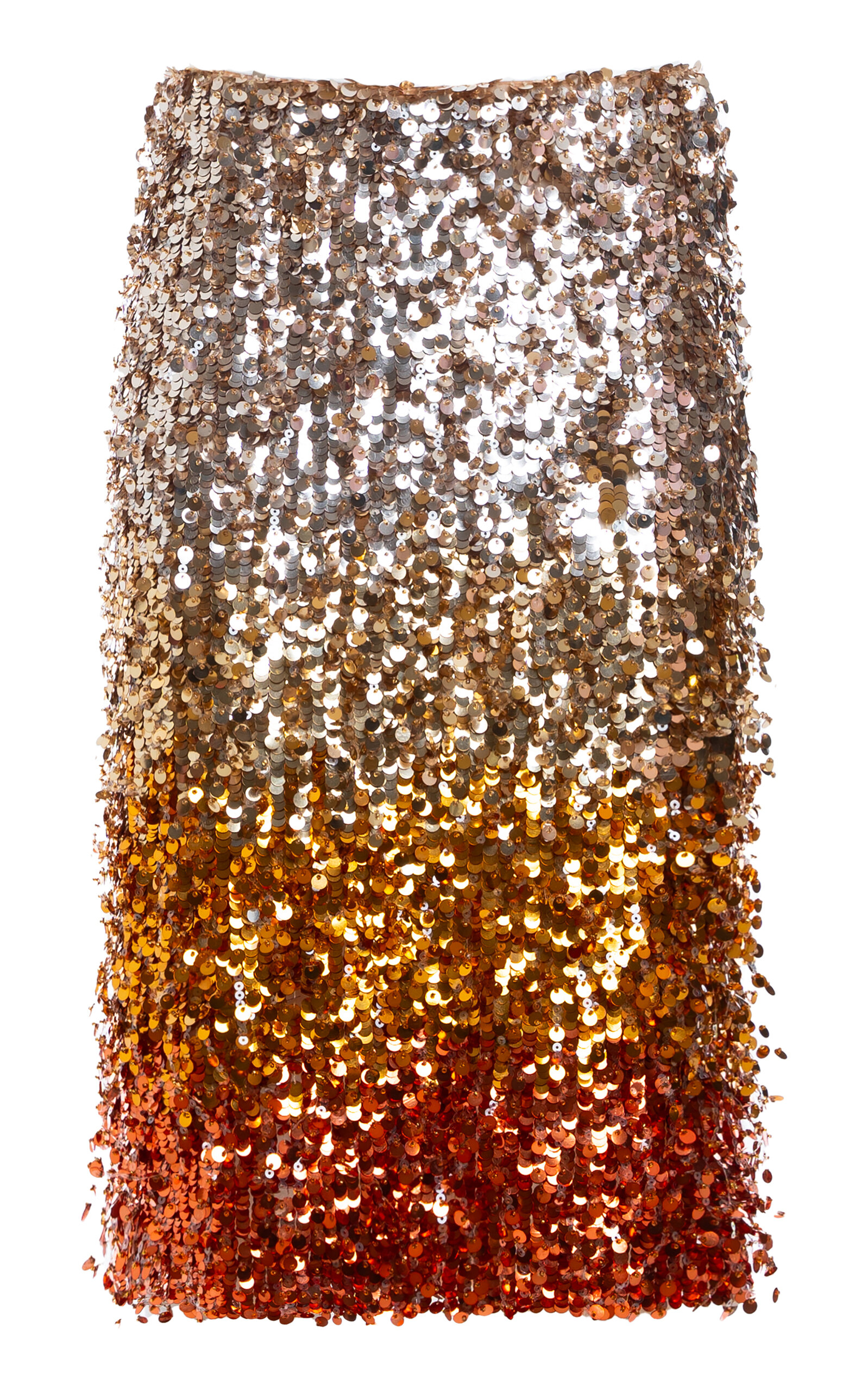 Feather Sequined Panel Midi Skirt