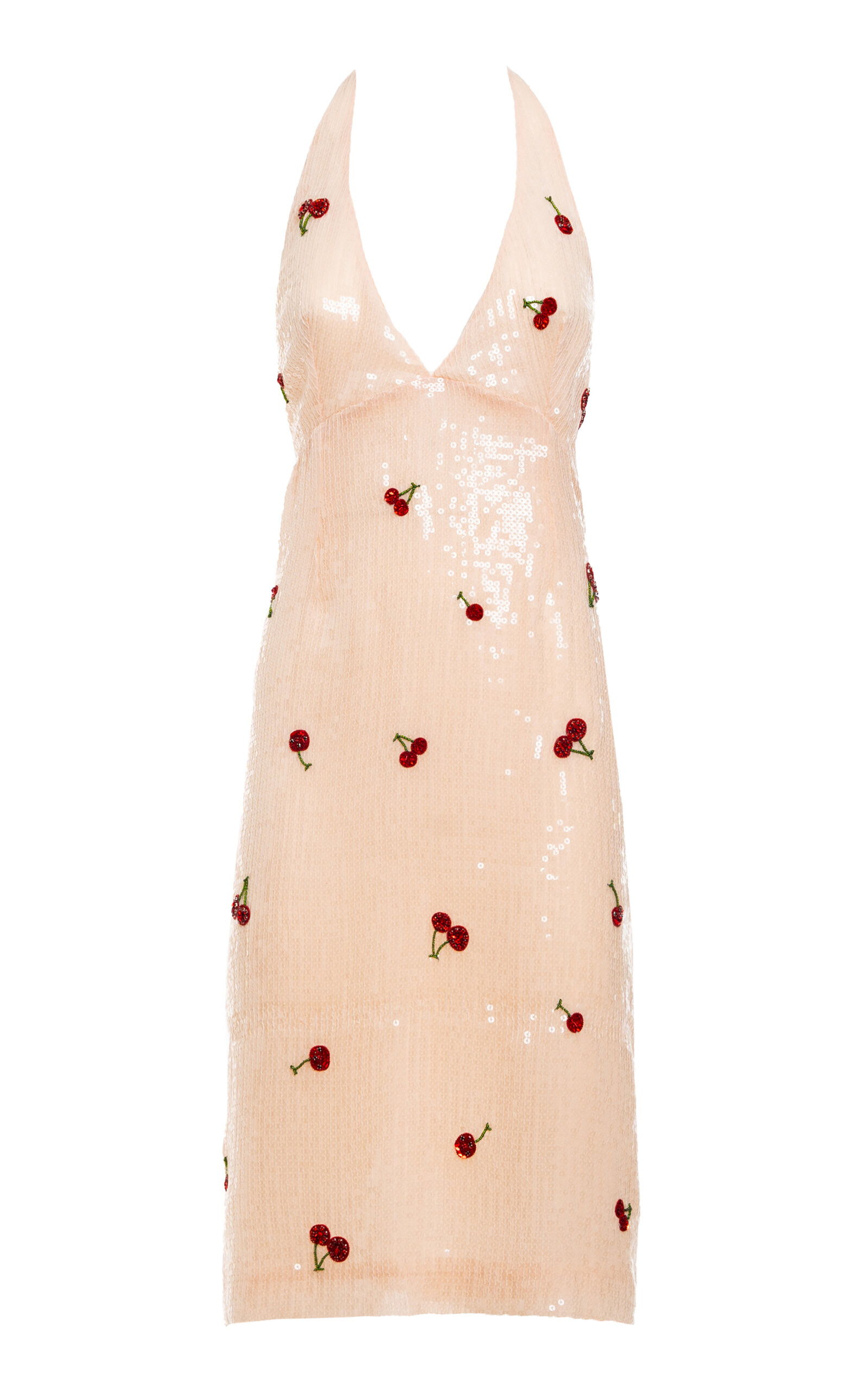 DES_PHEMMES Cherry-Sequined Halter-Neck Midi Dress