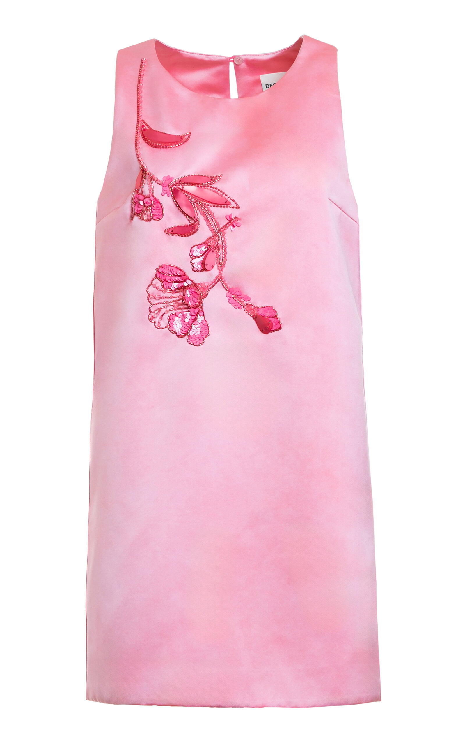 Des_phemmes Duchesse Satin Flower Shift Mini Dress In Pink