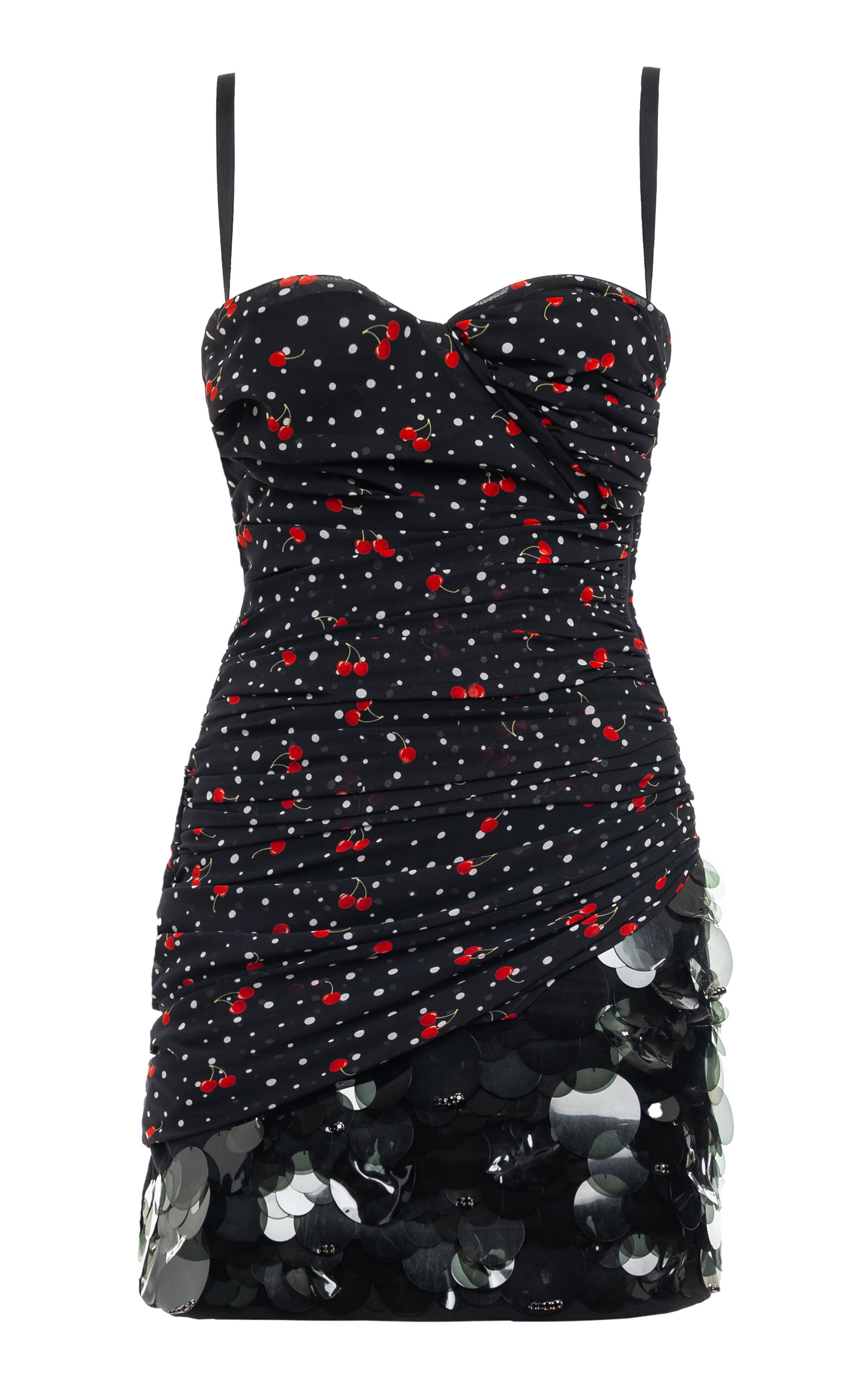 Shop Des_phemmes Cherry Embroidered Mini Dress In Black