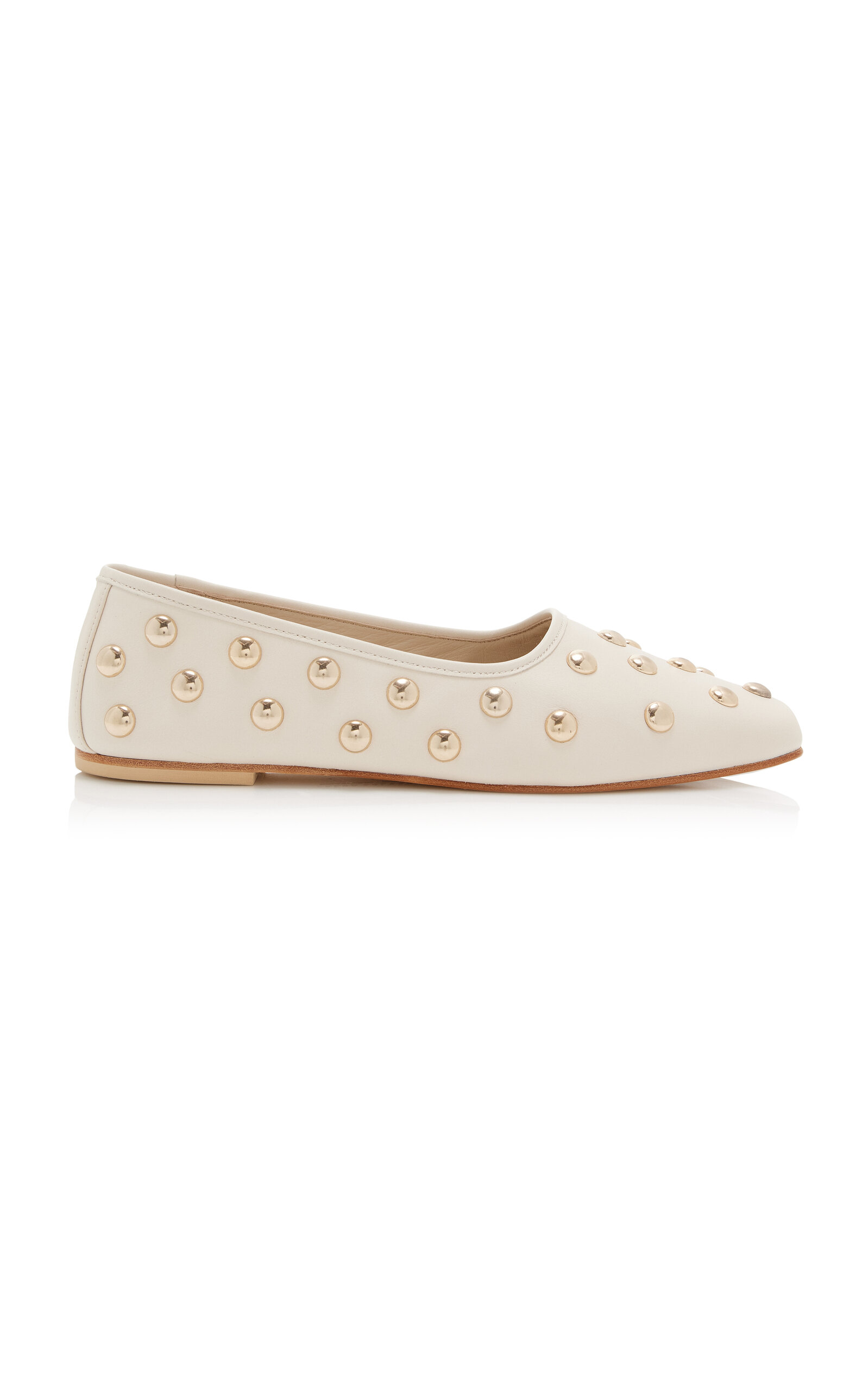 Freda Salvador Jessie Studded Leather Ballet Flats - White - Women's Shoes