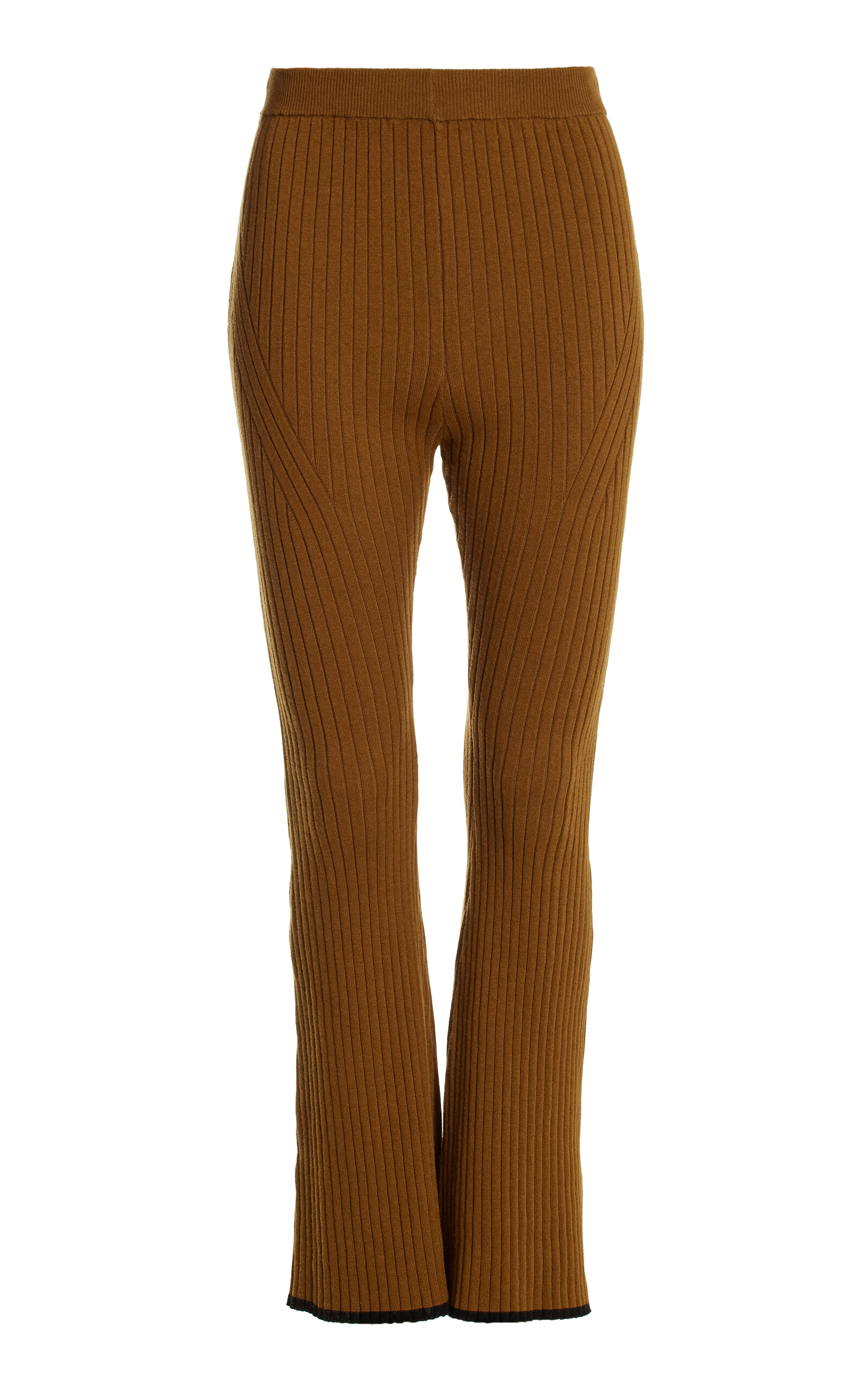 Matthew Bruch Cotton-Blend Ribed-Knit Flared Pants