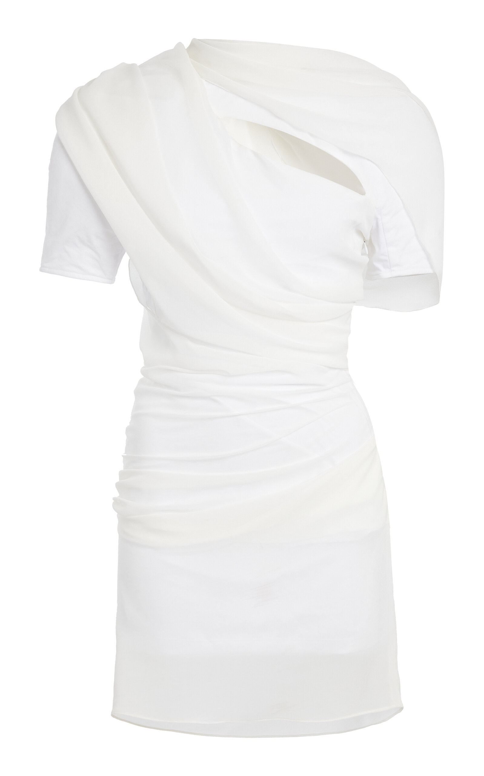 Jacquemus Castagna Cutout Draped Chiffon Mini Dress