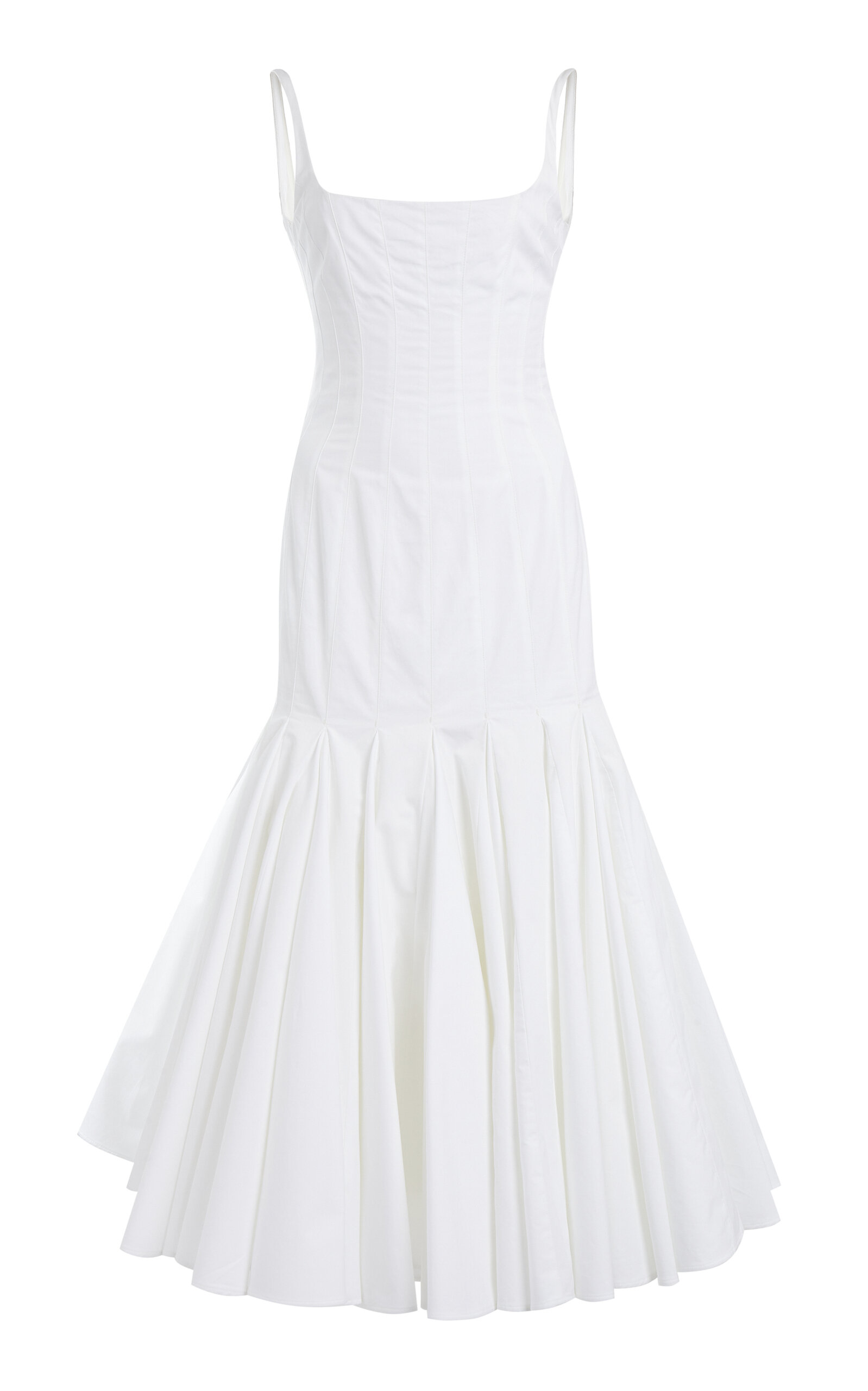 Jacquemus Agave Flared Midi Dress With Square Neckline In White