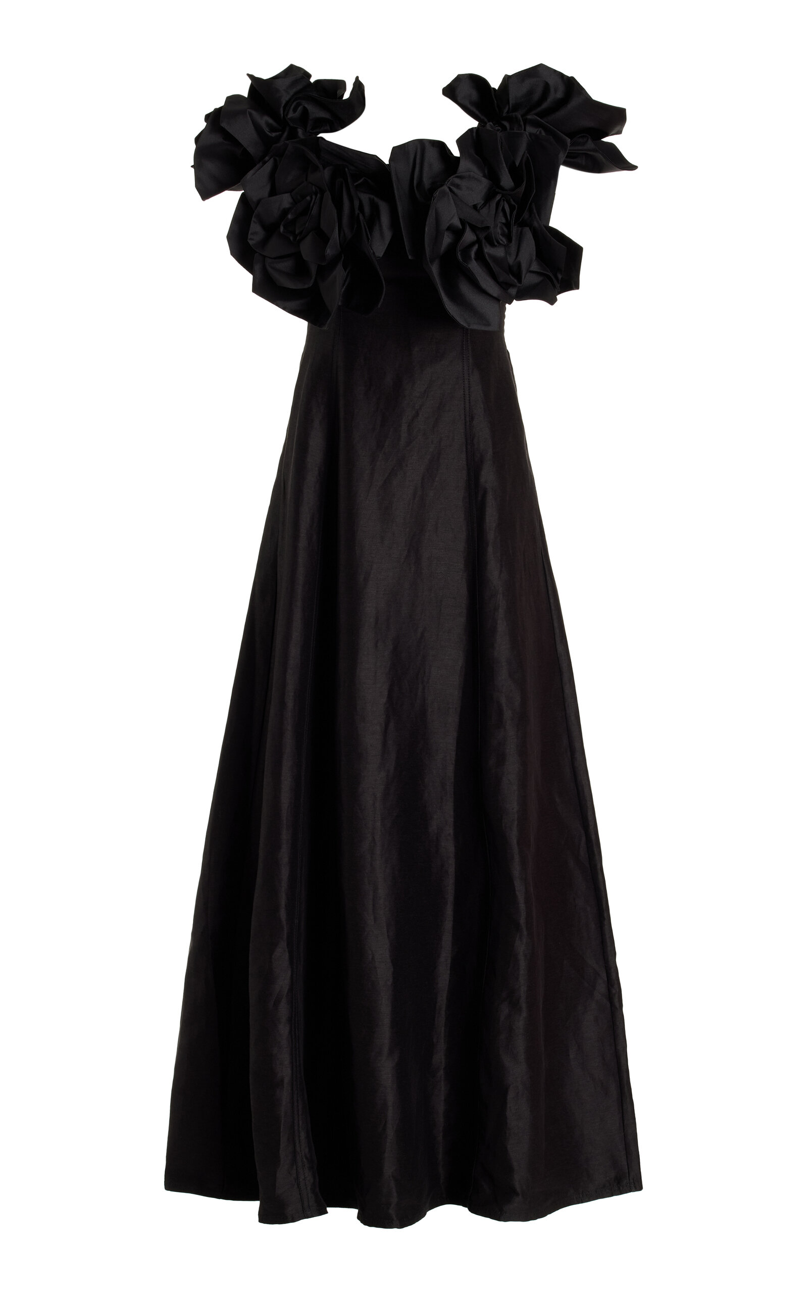 Aje Etta Ruffled Linen-Blend Midi Dress - Black - Women's Clothing