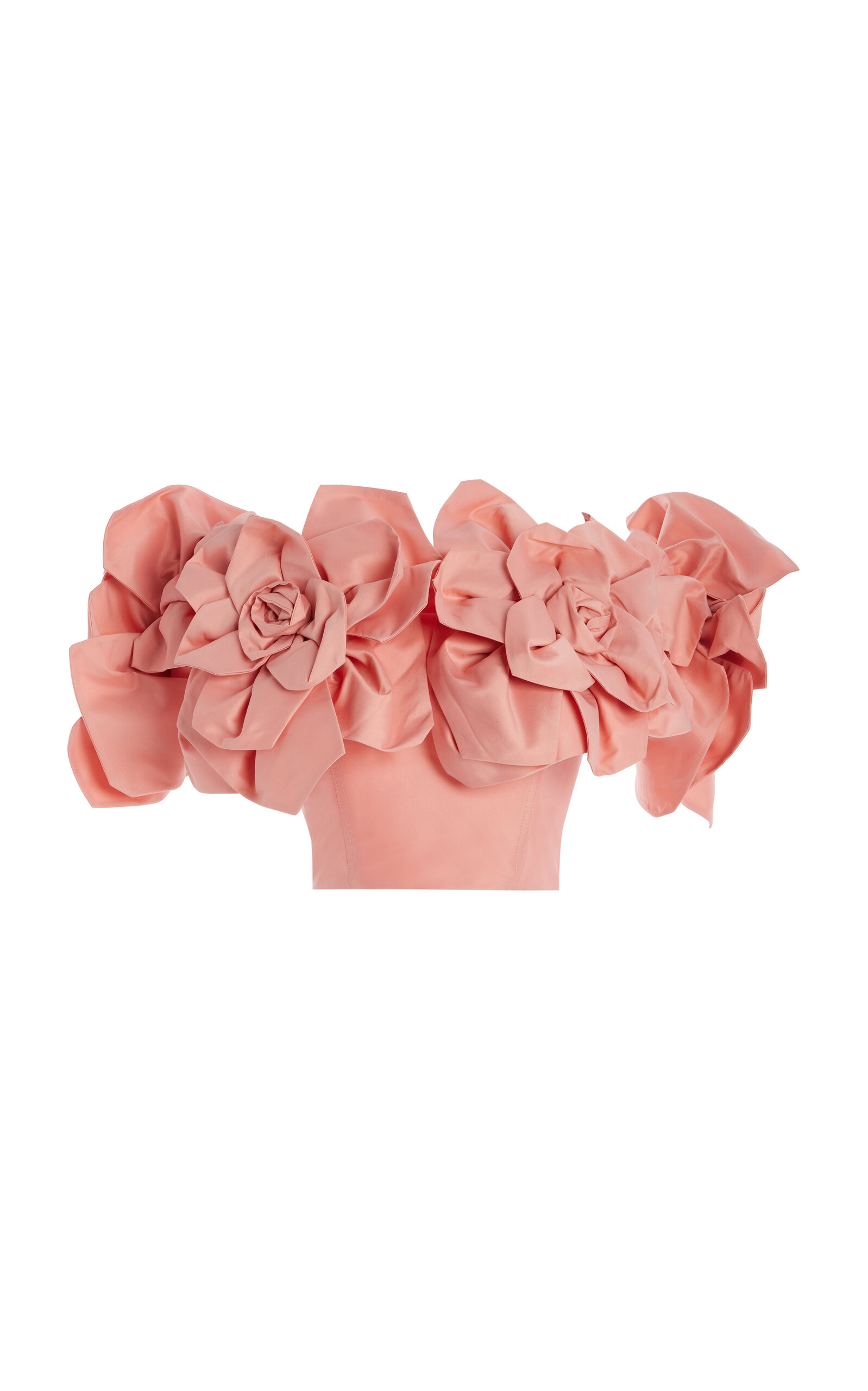 Aje Etta Off-The-Shoulder Floral-Appliquéd Taffeta Crop Top - Pink