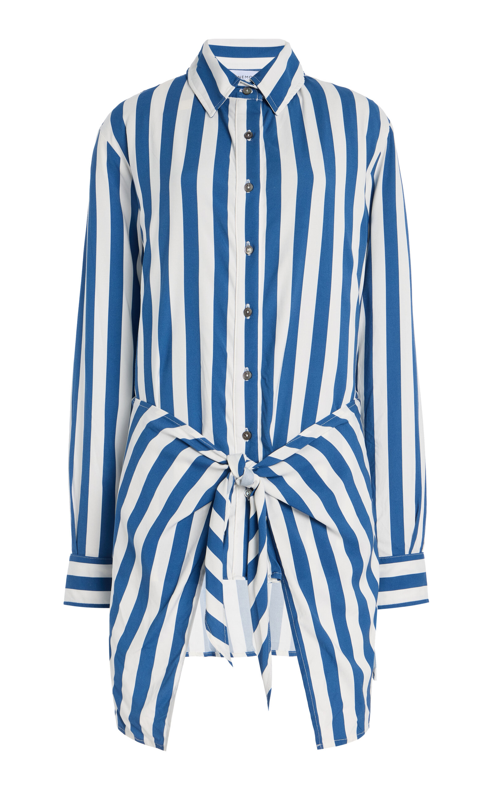 L.A. Striped Stretch-Twill Mini Wrap Shirt Dress