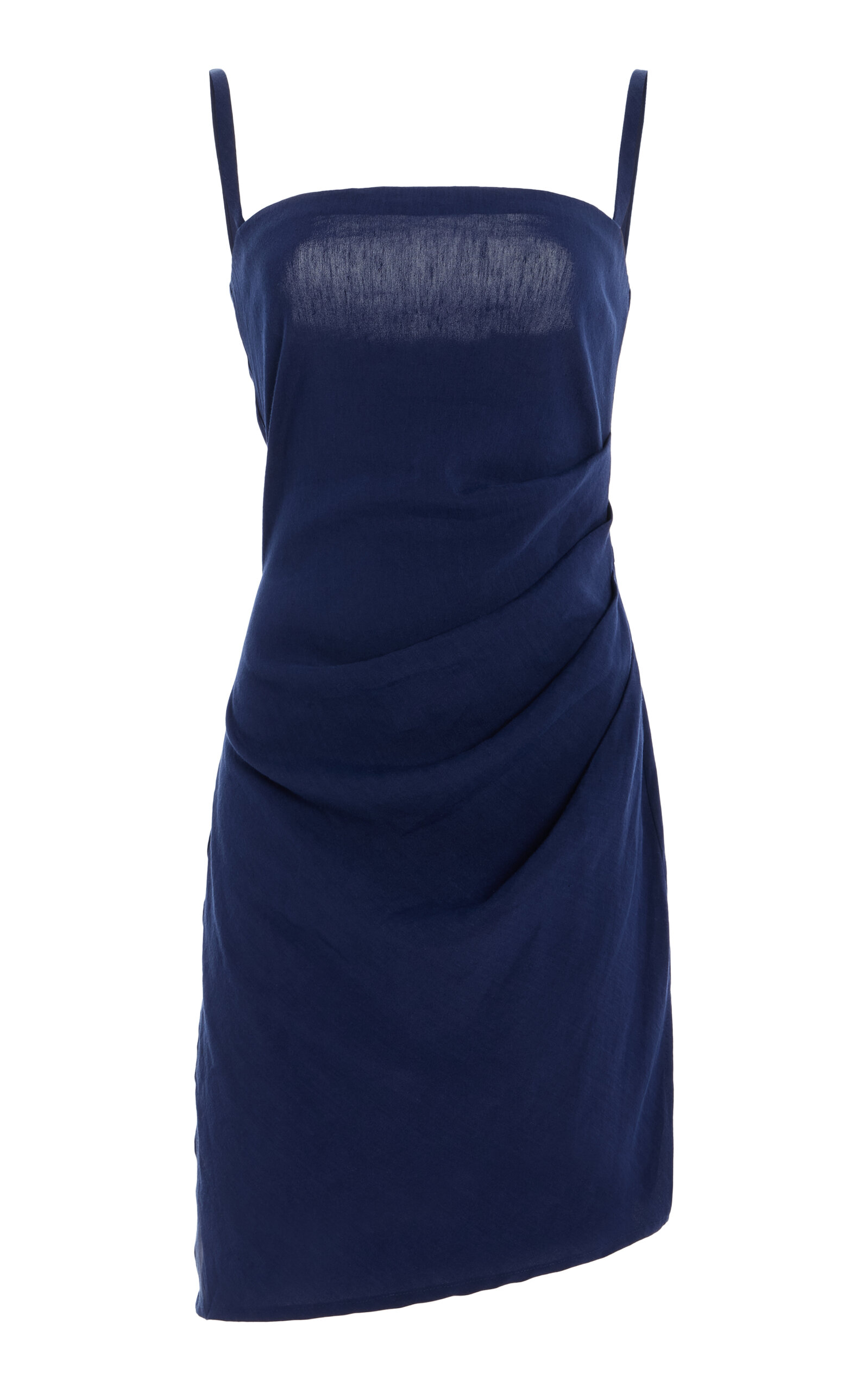 ANEMOS NADEGE ASYMETRICAL DRAPED LINEN-BLEND MINI DRESS