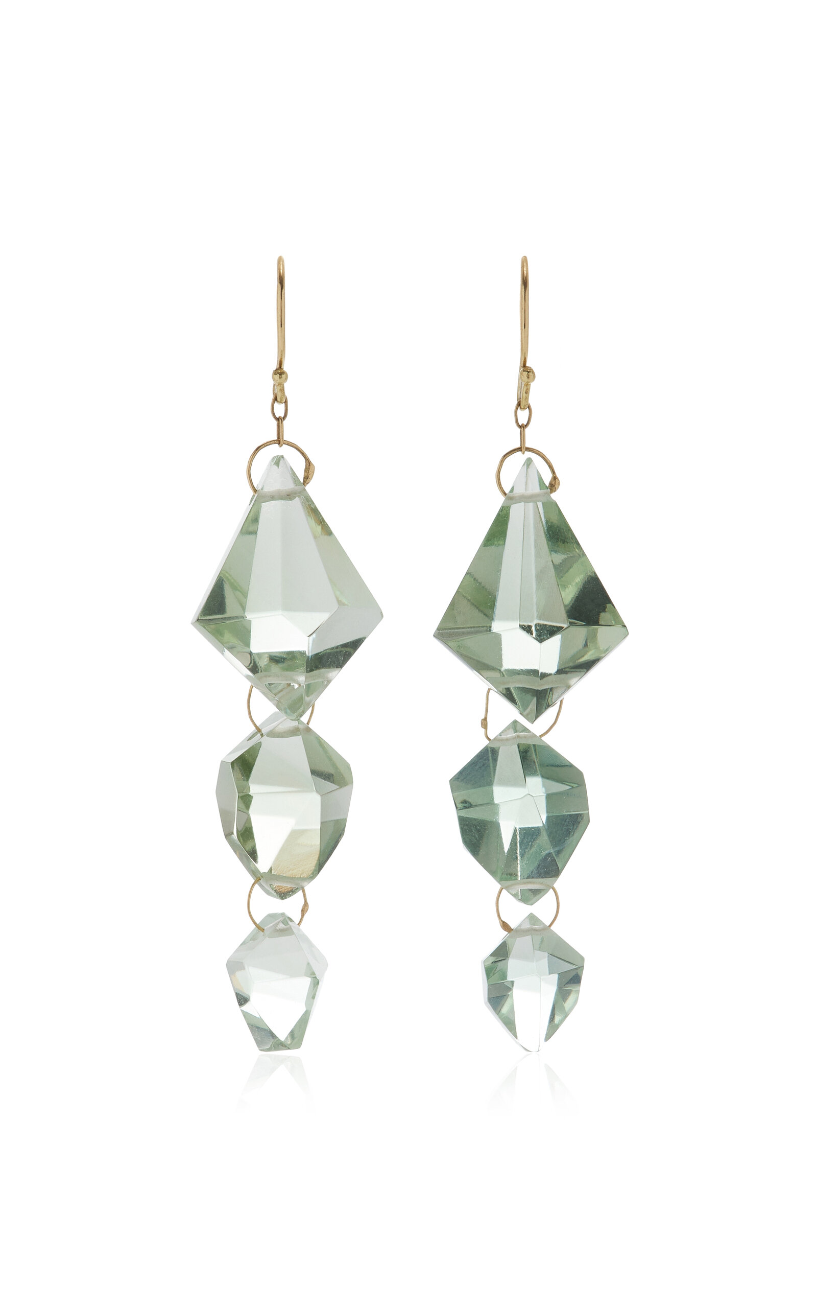 18k Yellow Gold Triple Faceted Earring