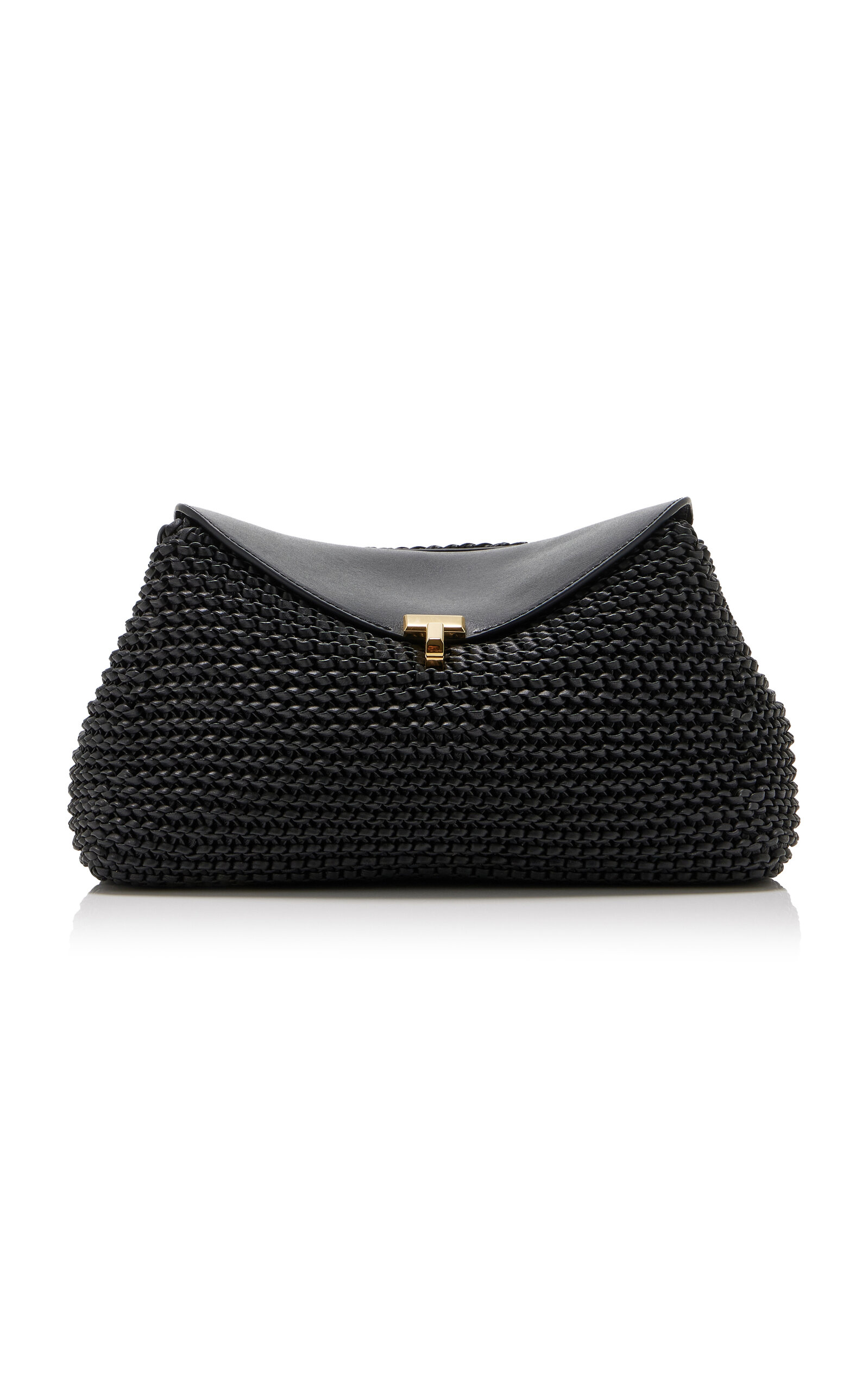 Toteme T-Lock Woven-Leather Clutch