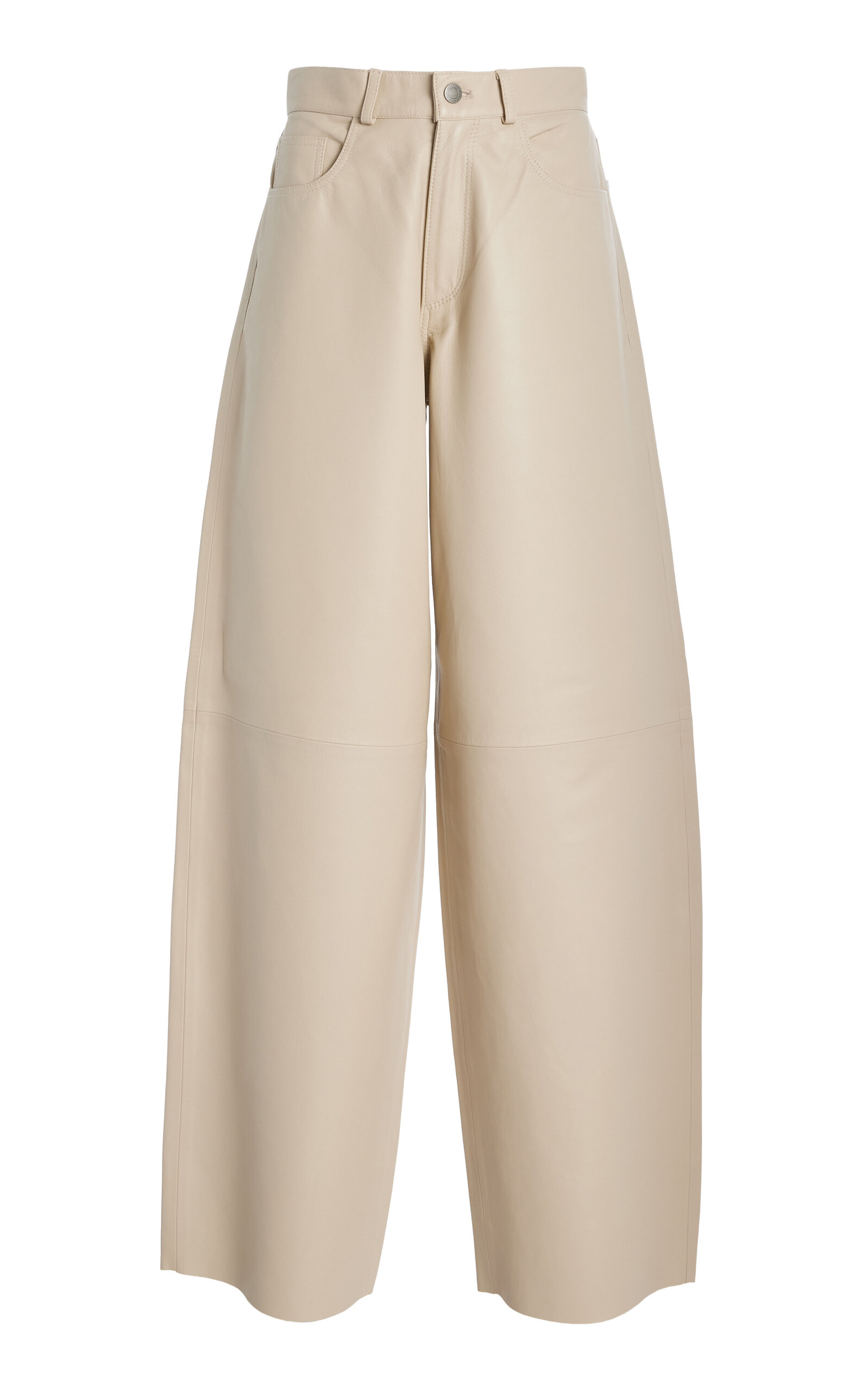 HAIKURE Bethany Drop-Rise Leather Wide-Leg Jeans - Ivory