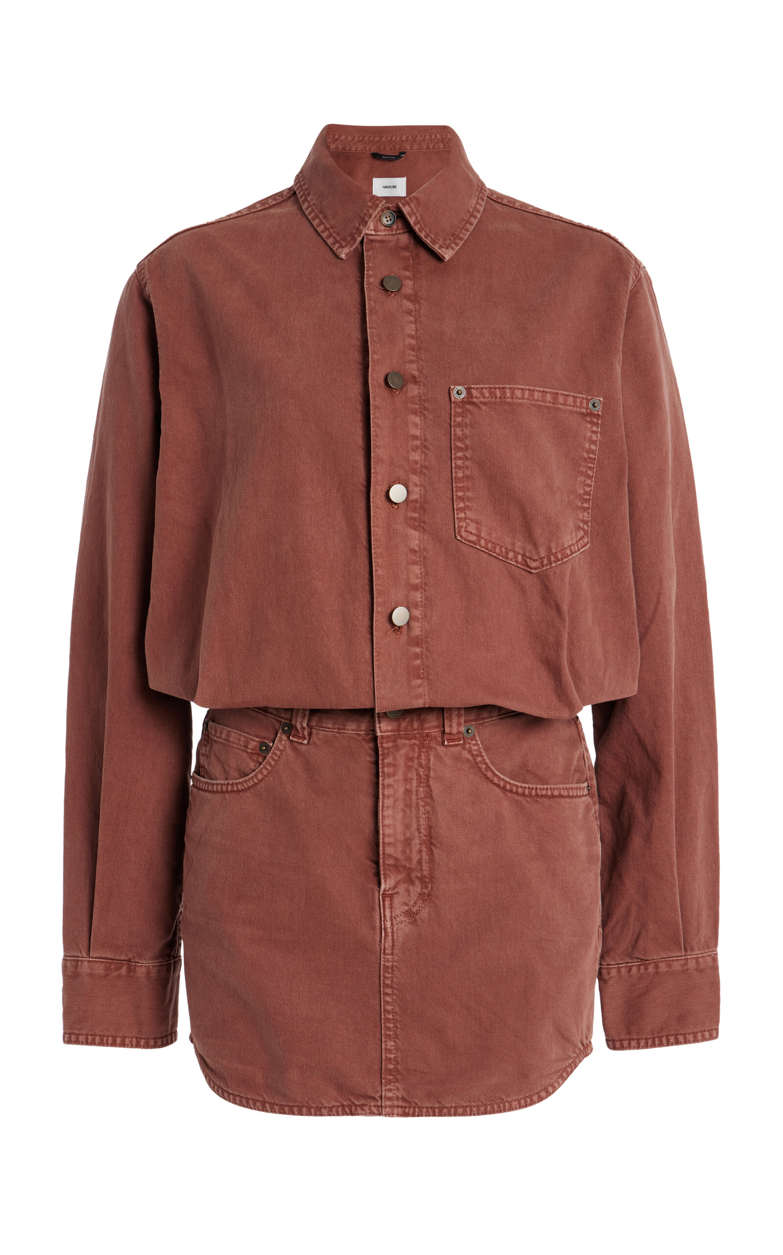 HAIKURE Tamu Denim Mini Shirt Dress - Brown - Women's Clothing