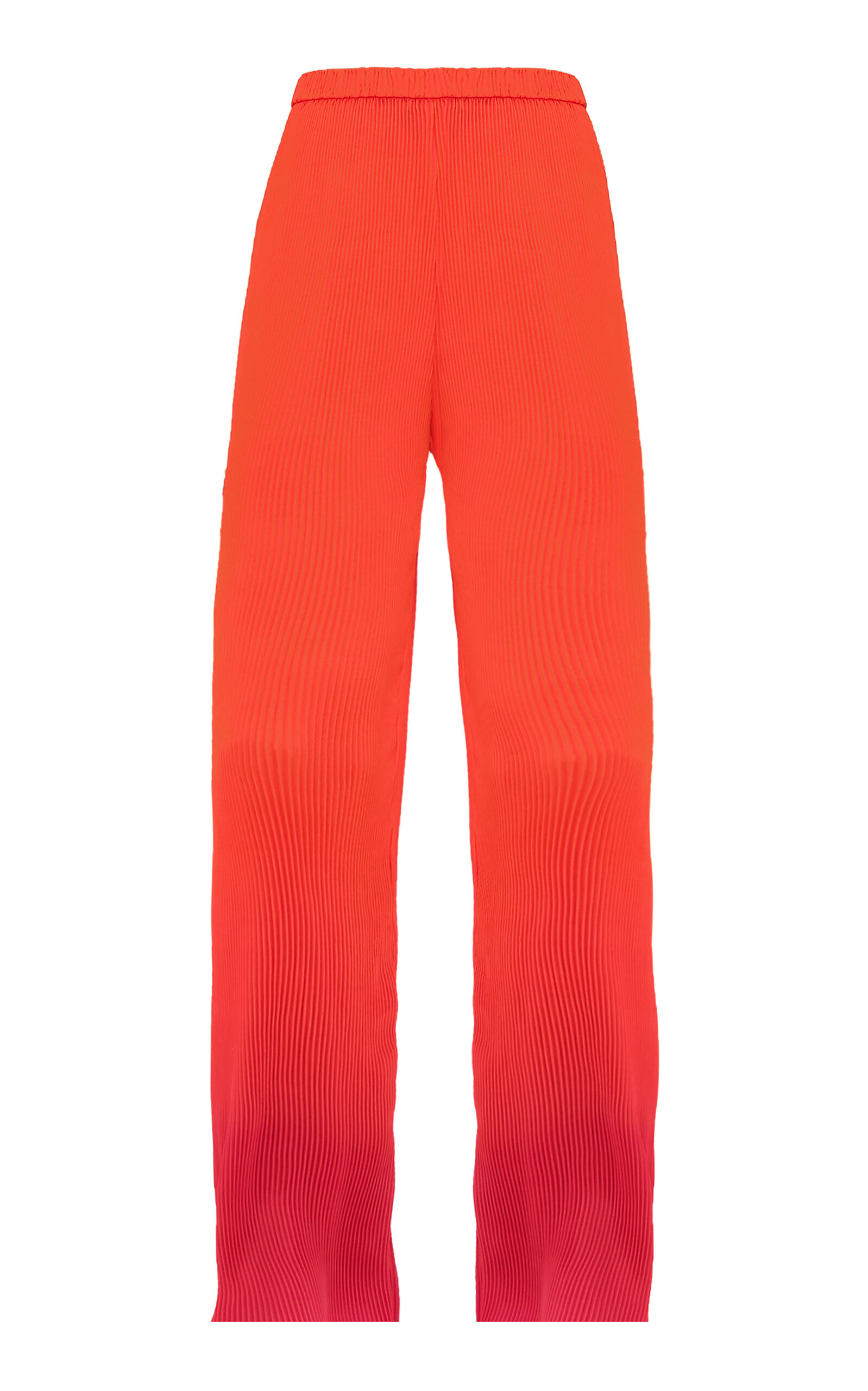 Atti Plissé Satin Straight-Leg Pants