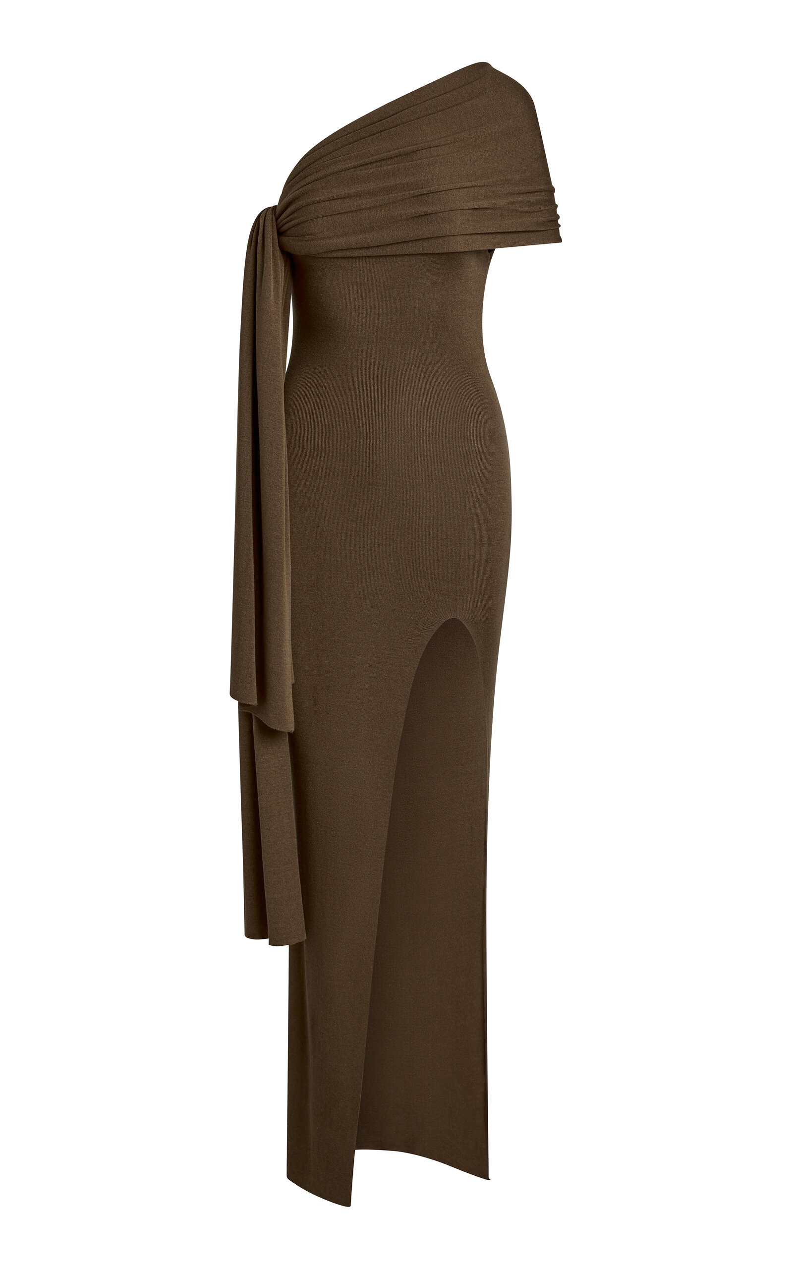 Aya Muse Hale Scarf-Detailed Knit Silk-Blend Maxi Dress - Brown - XL