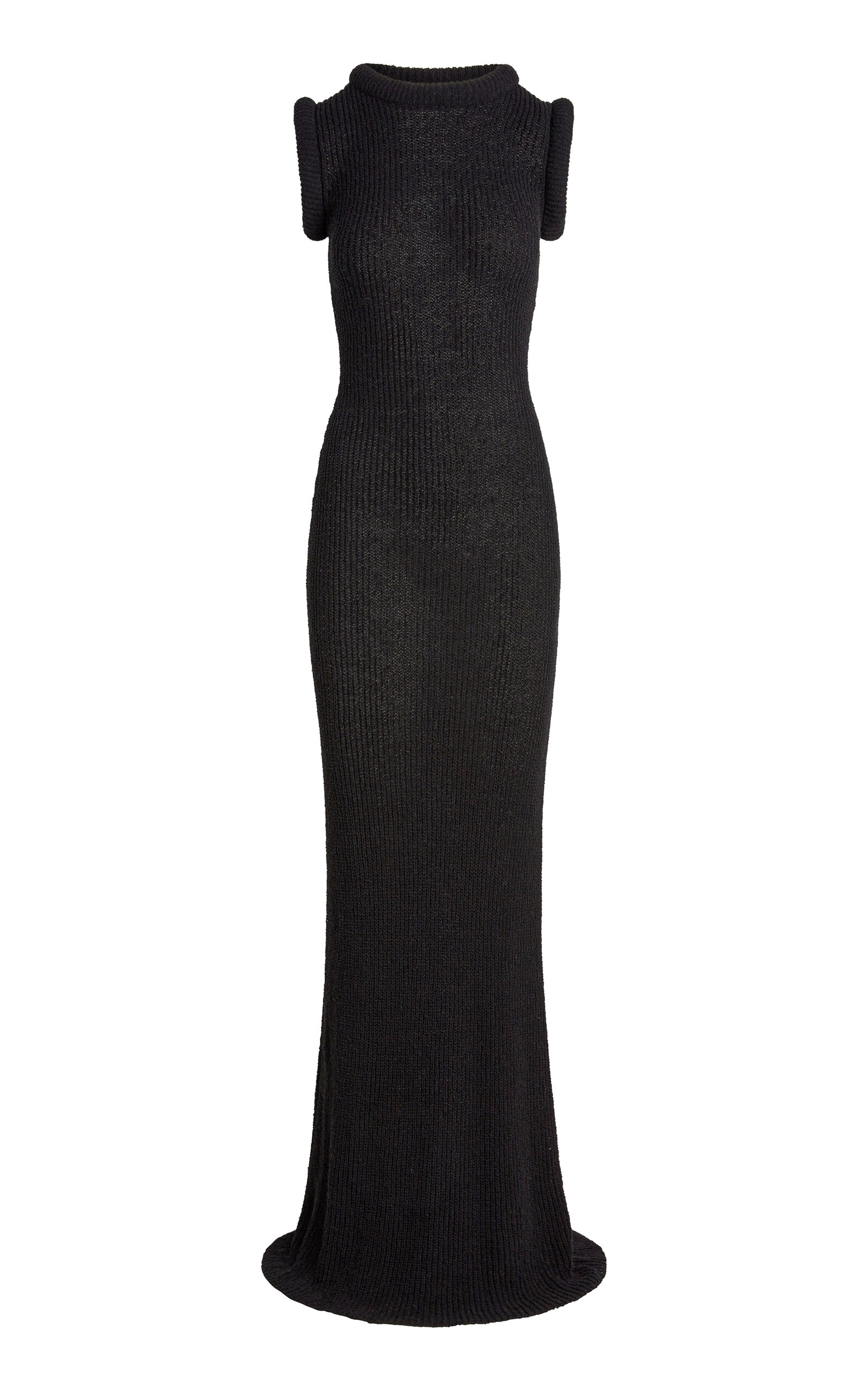 Aya Muse Obi Sleeveless Knit Linen-cotton Maxi Dress In Black