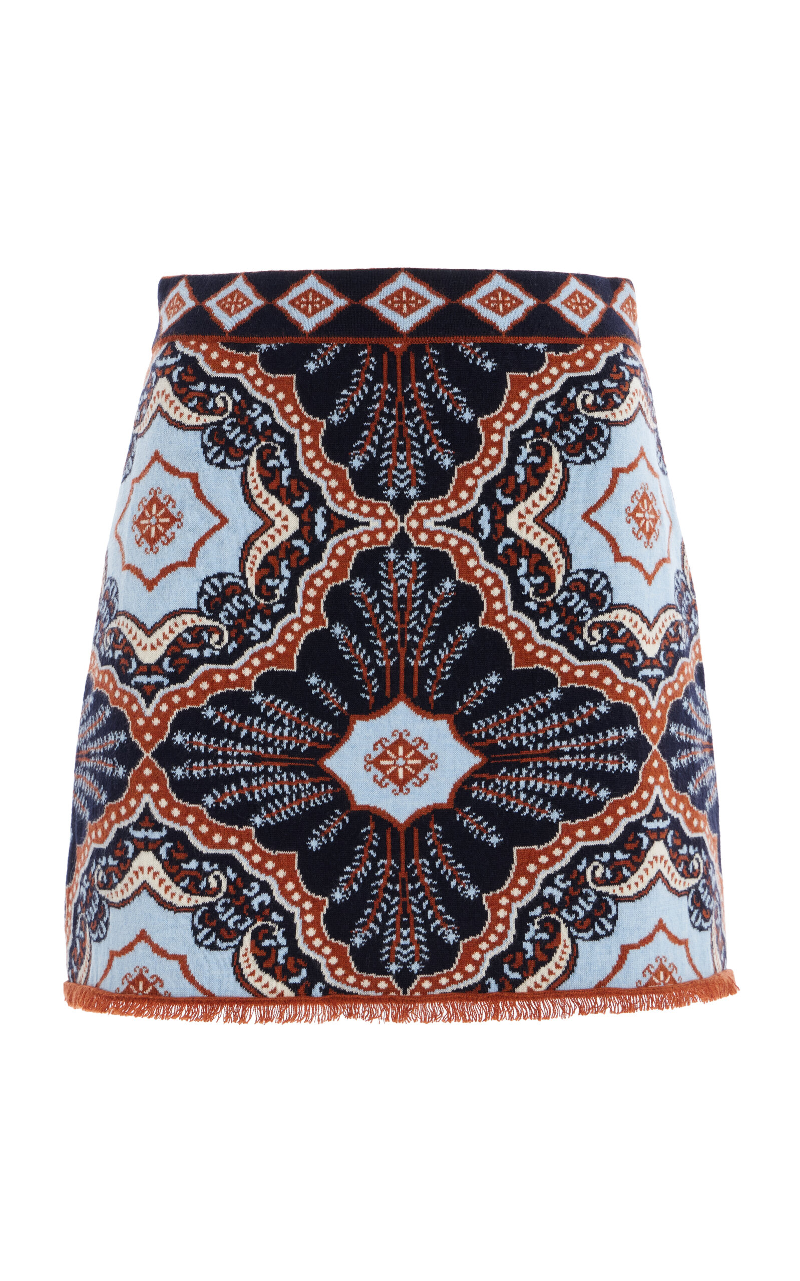 Cara Cara Lindy Printed Wool-Cashmere Mini Skirt - Navy