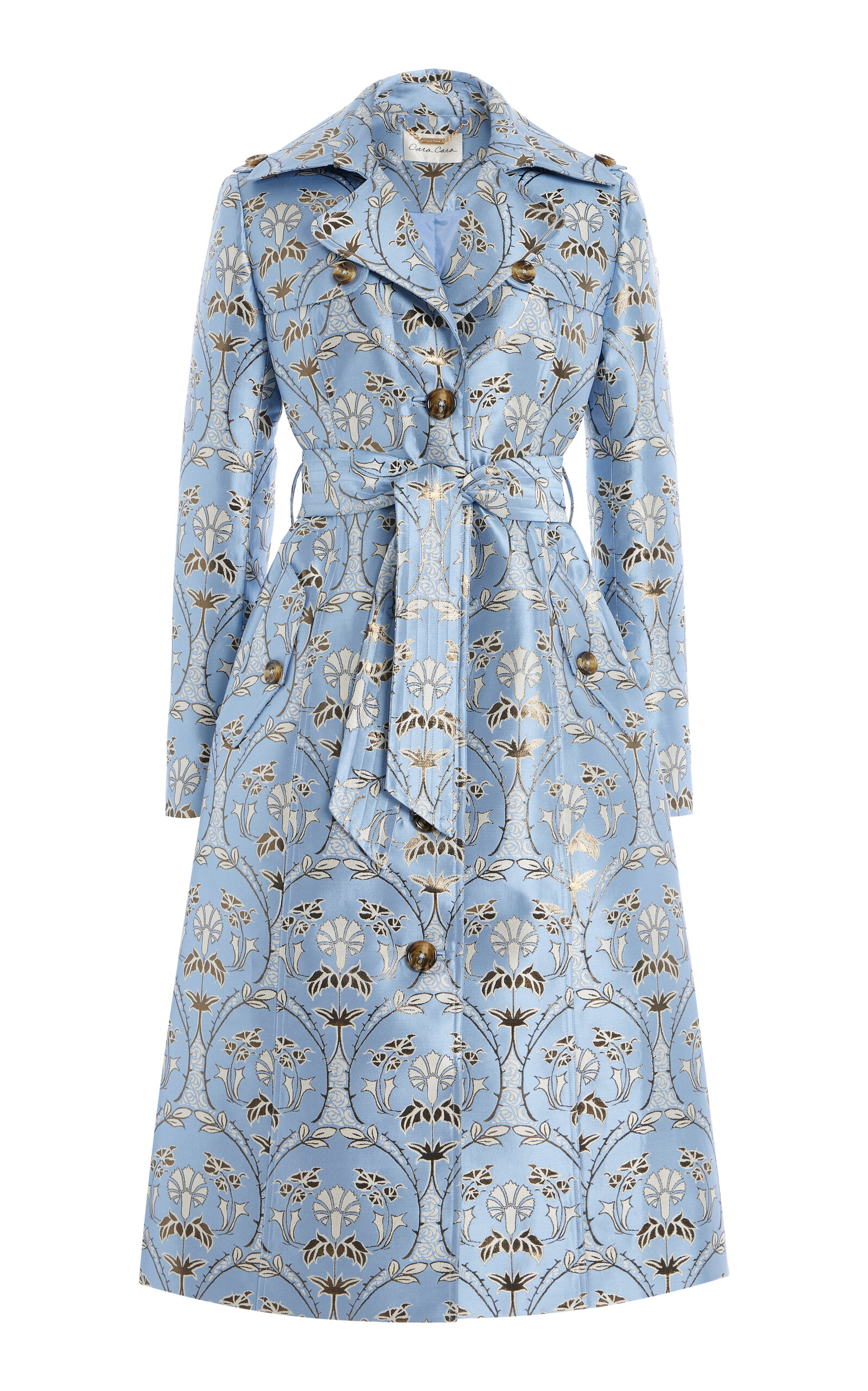 Shop Cara Cara Karlie Jacquard Trench Coat In Blue