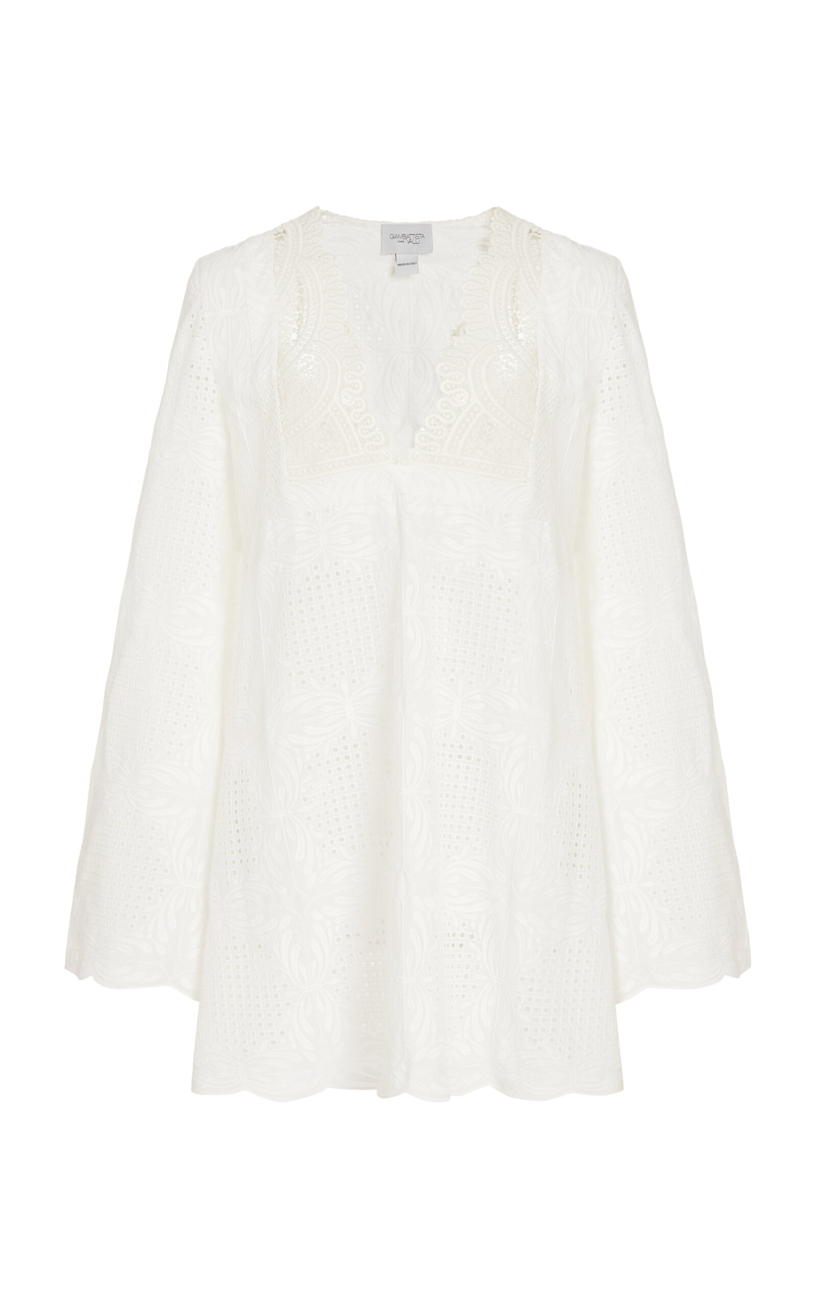 Giambattista Valli Embroidered Voile Mini Dress In White