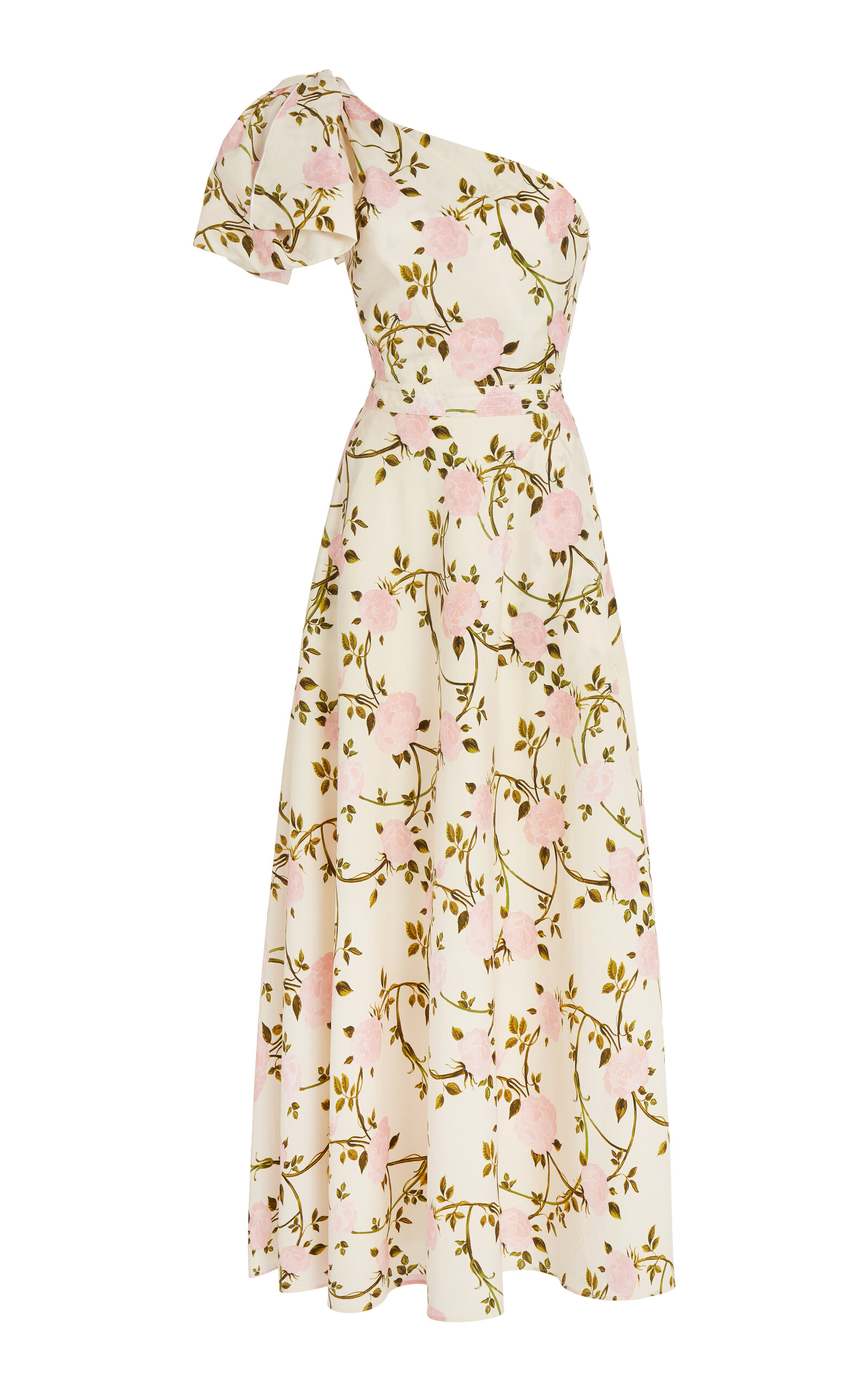 Giambattista Valli Rosier Asymmetric One-shoulder Cotton Poplin Midi Dress In Nude