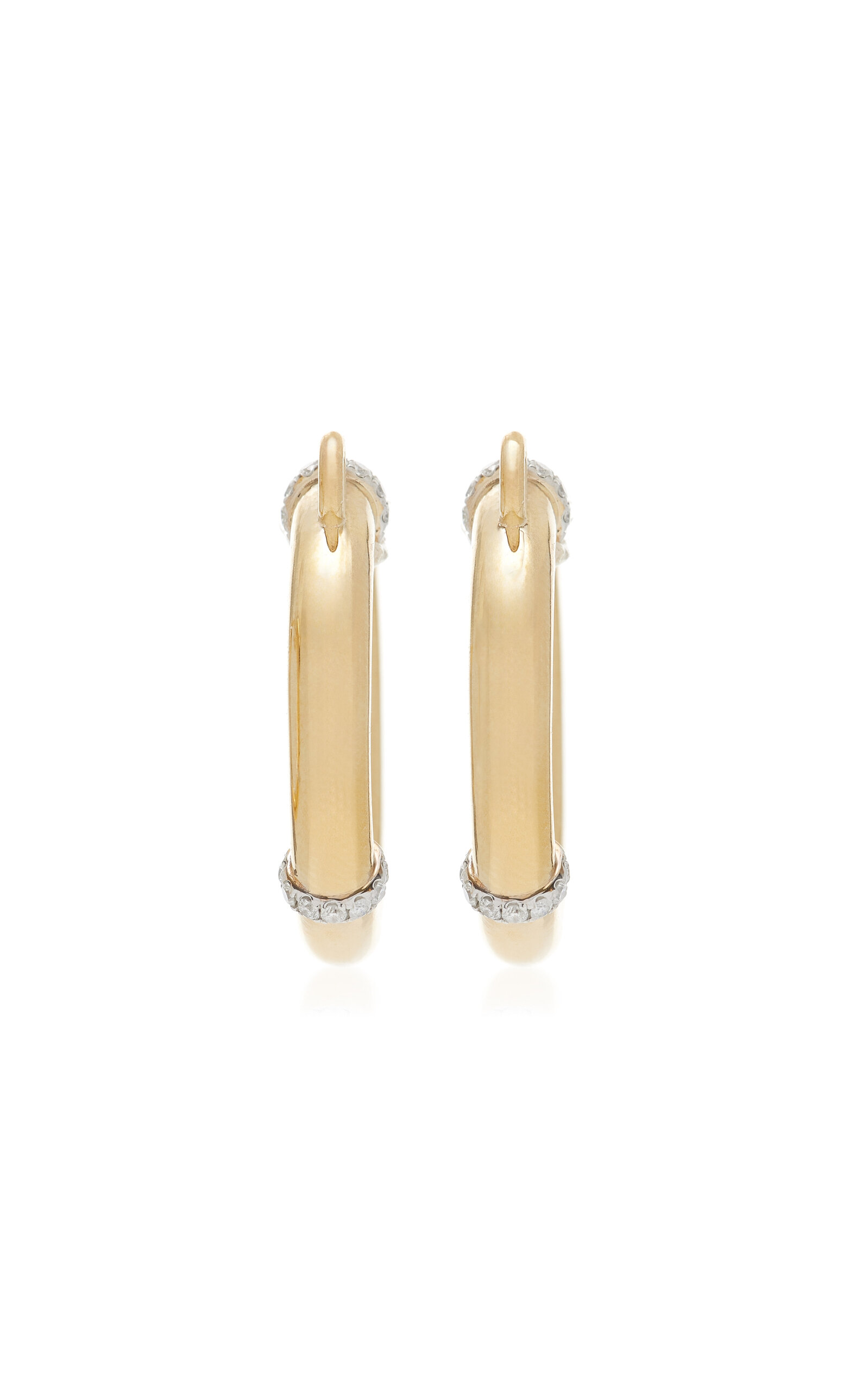 Yvonne Léon Carabiner 9k Yellow Gold Diamond Earrings In Gold