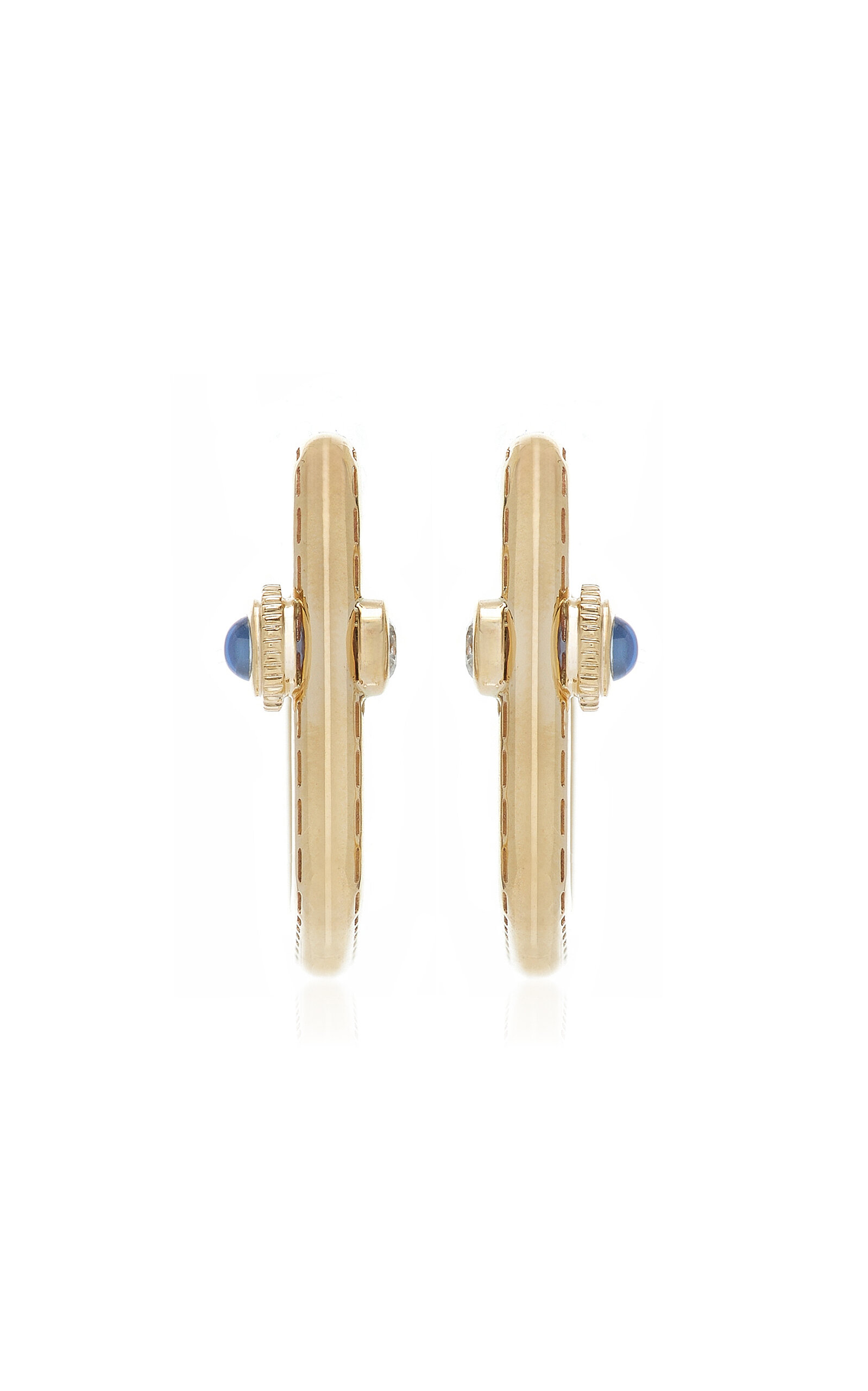 Yvonne Léon Gousset 9k Yellow Gold Diamond; Sapphire Earrings In Gold