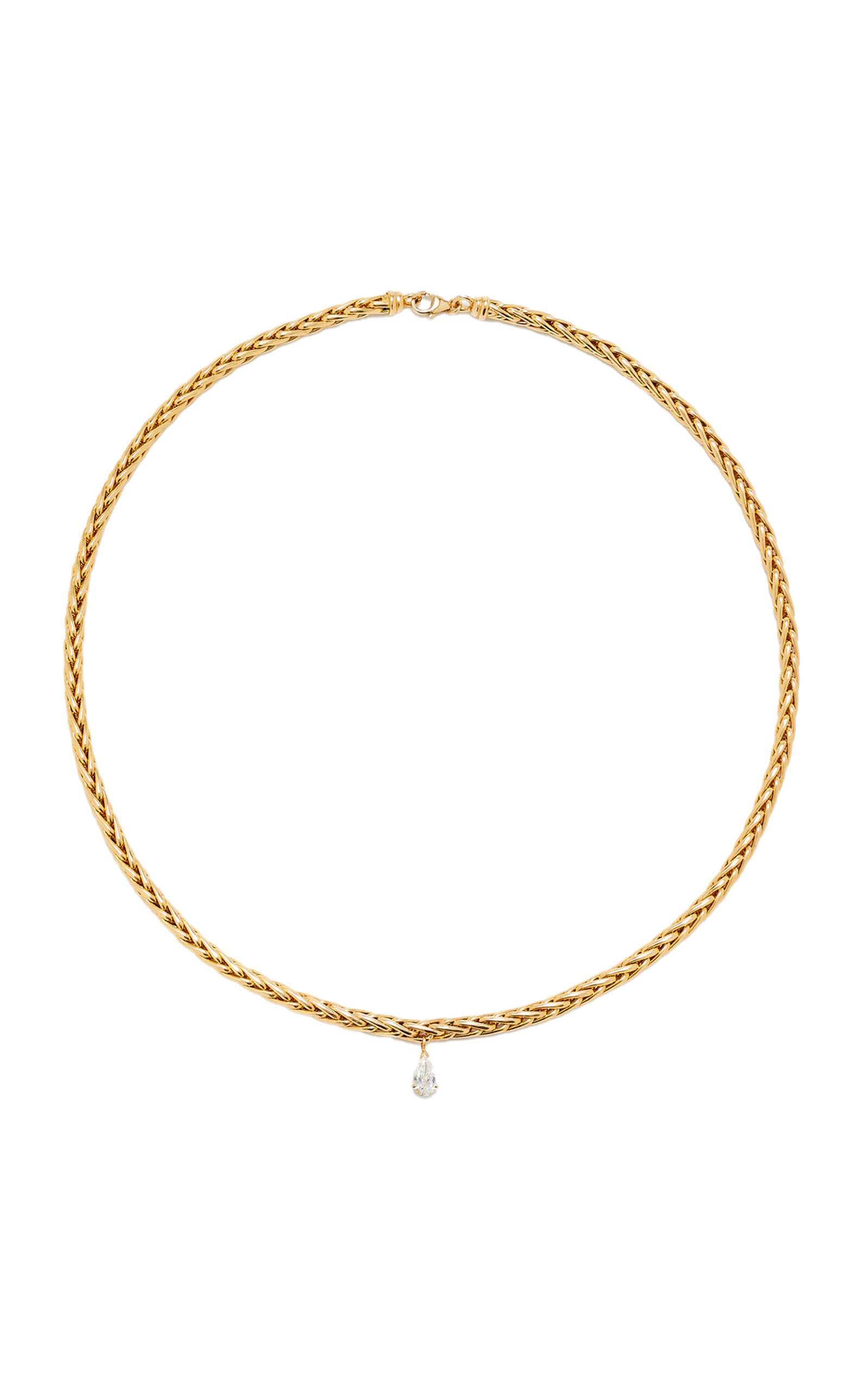 Shop Yvonne Léon Maxi Floating Palm Tree 18k Yellow Gold Diamond Necklace