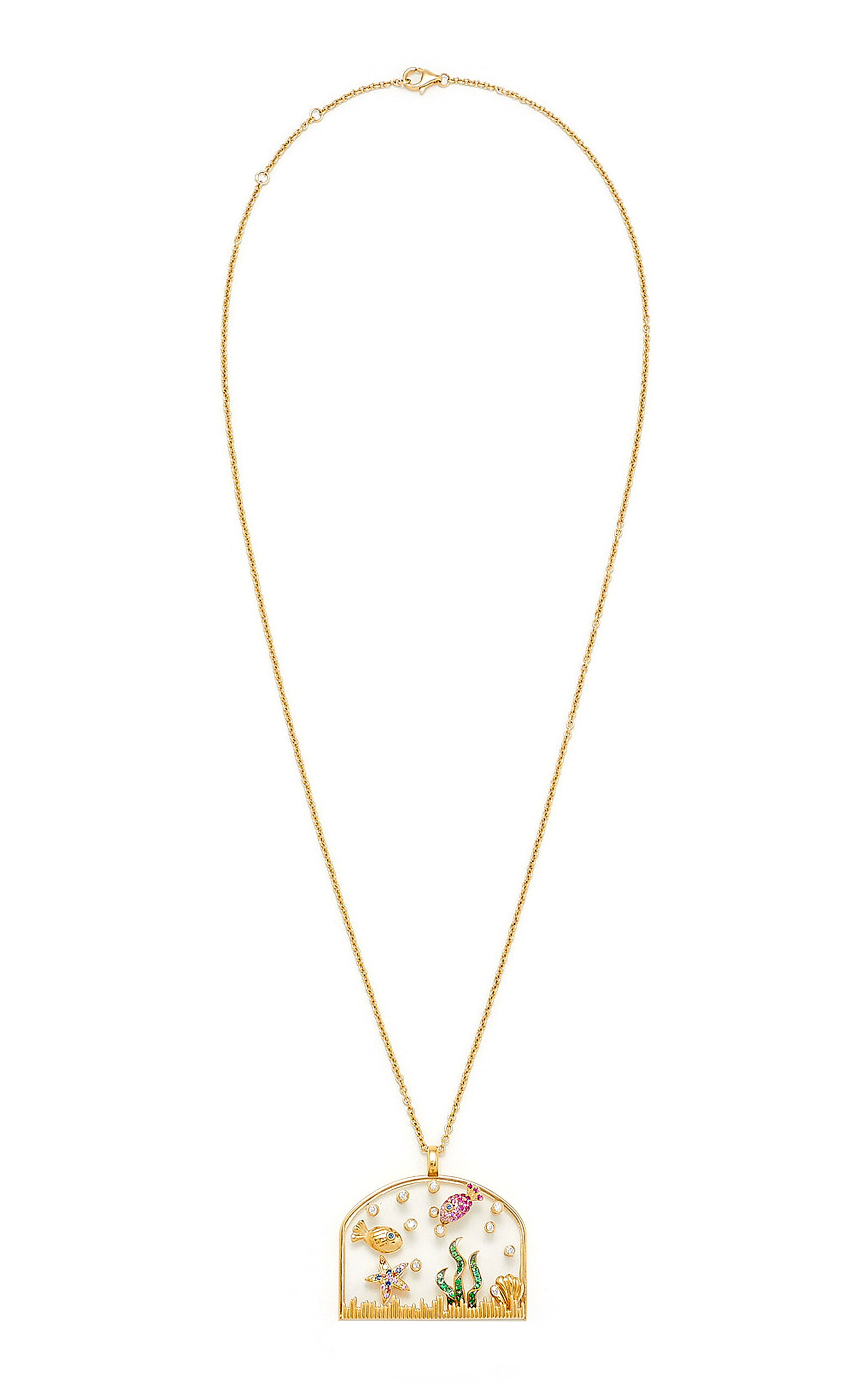 Yvonne Léon Aquarium 9k Yellow Gold Multi-stone Pendant In Gold