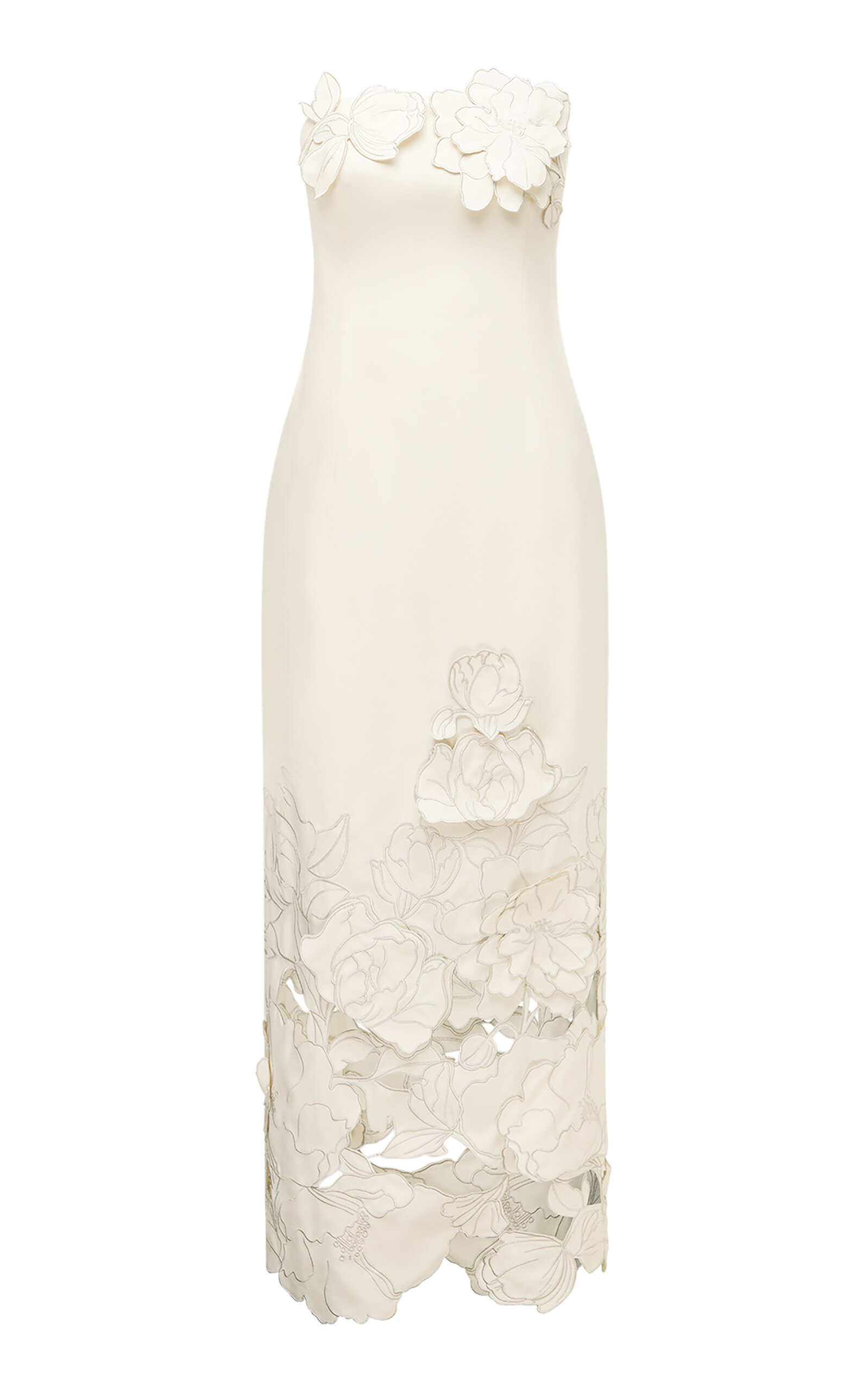 Leo Lin Cleo Sleeveless Floral Applique Midi Dress In White