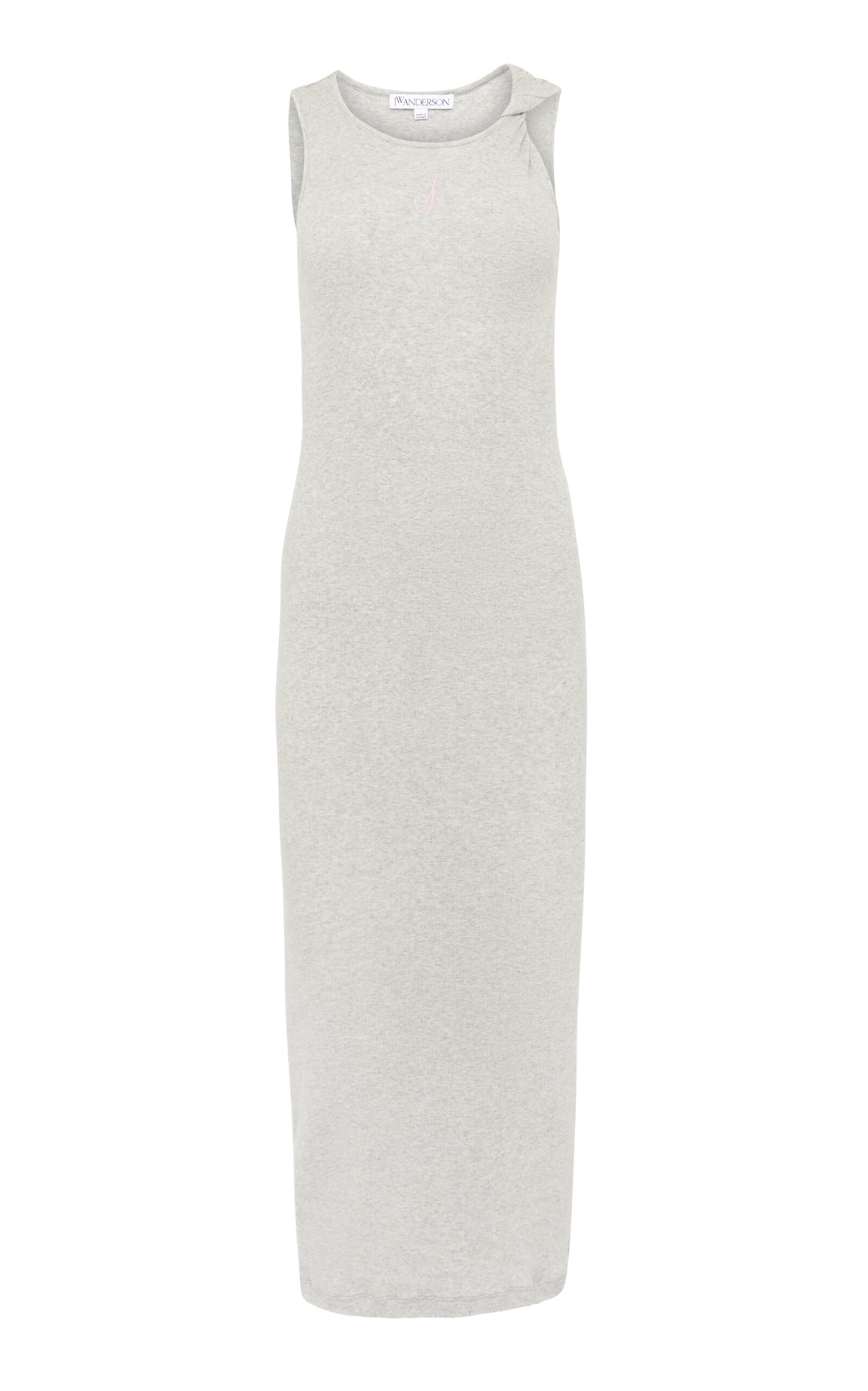 JW Anderson Twisted Knit Organic Cotton Midi Dress - Grey - XXS - Women's Clothing