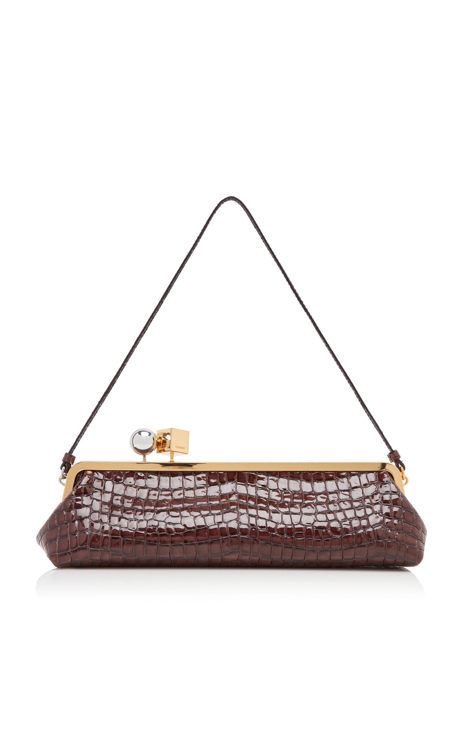 Jacquemus The Salon Croc-Embossed Leather E/W Clutch - Brown - OS