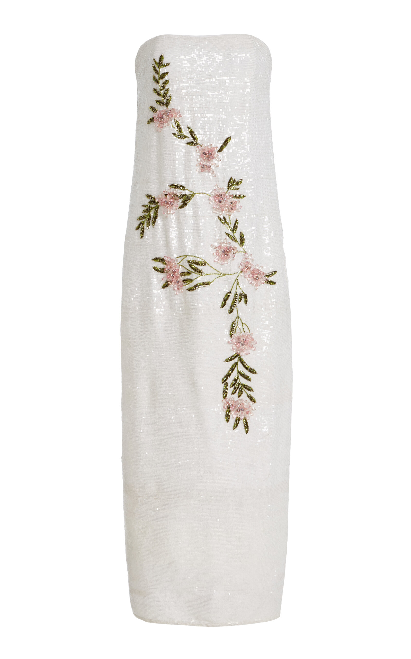 Staud Casey Embellished Sequined Maxi Dress In Ivory