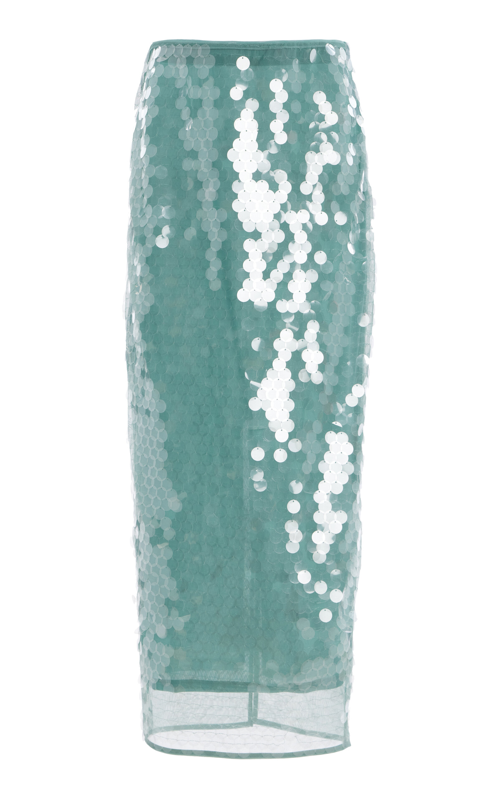 Staud Casey Paillette-embellished Tulle Midi Skirt In Green