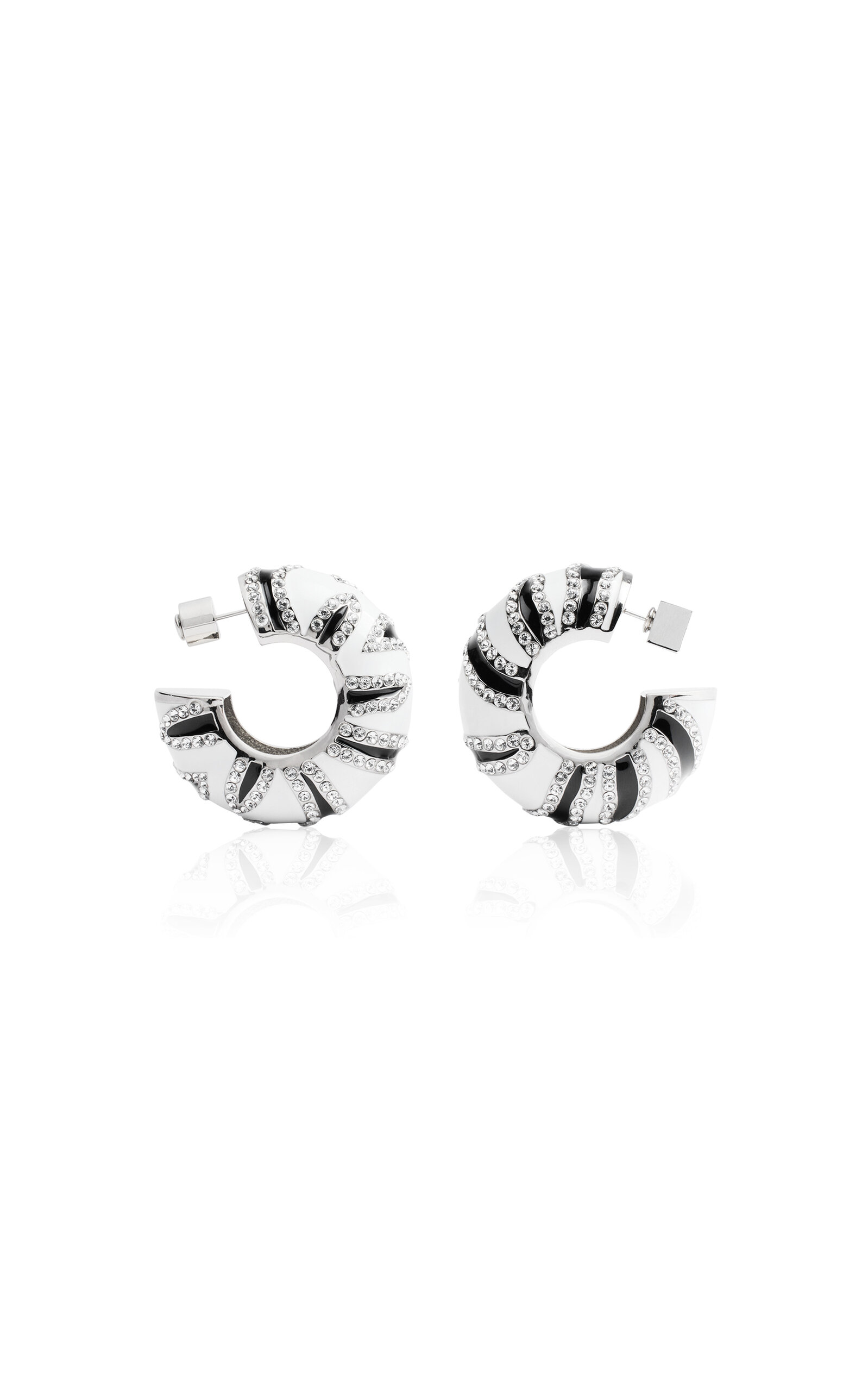 Jacquemus Rhinestone Zebra Hoop Earrings In Black