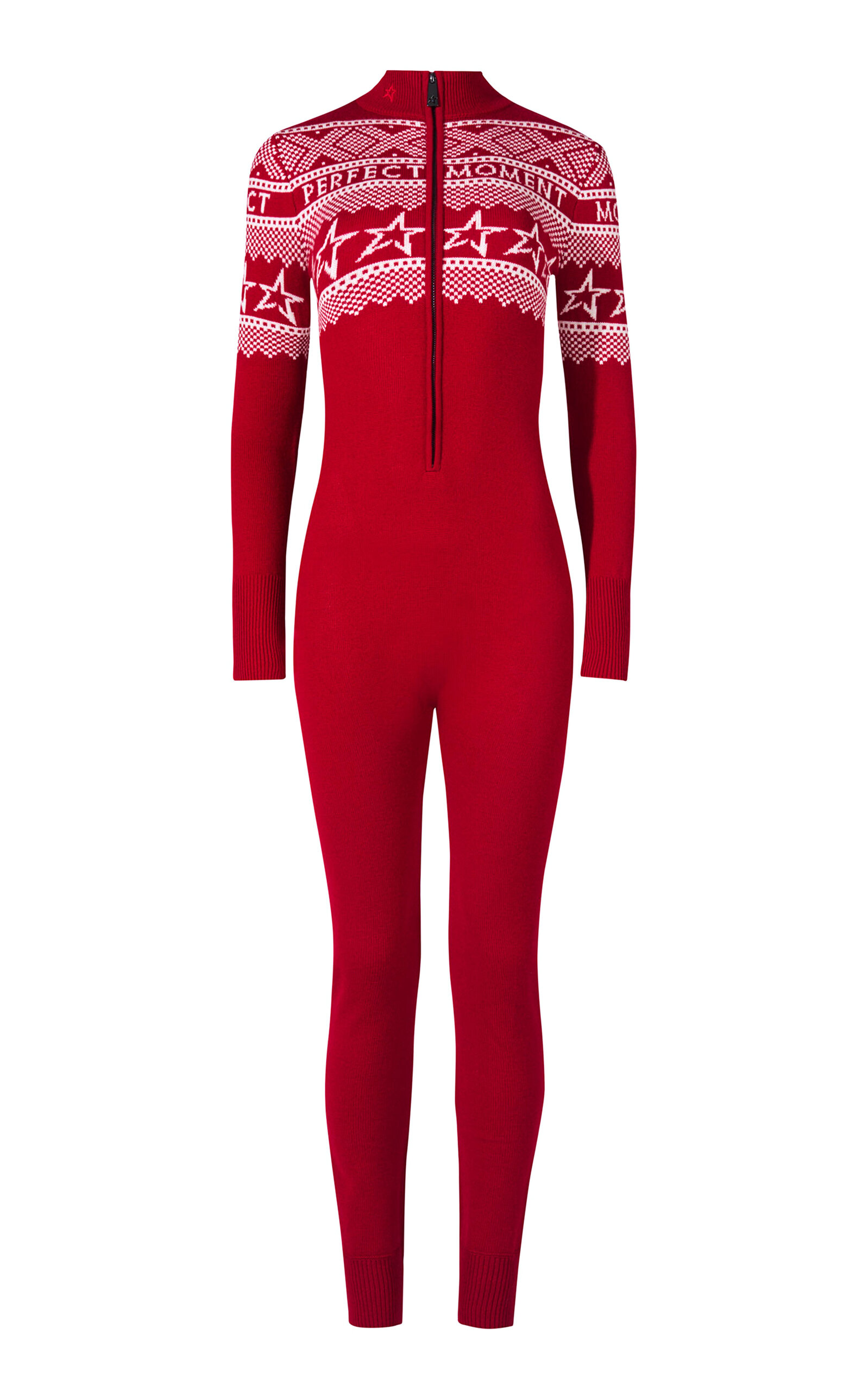 Shop Perfect Moment Holiday Wool Ski Onesie In Red