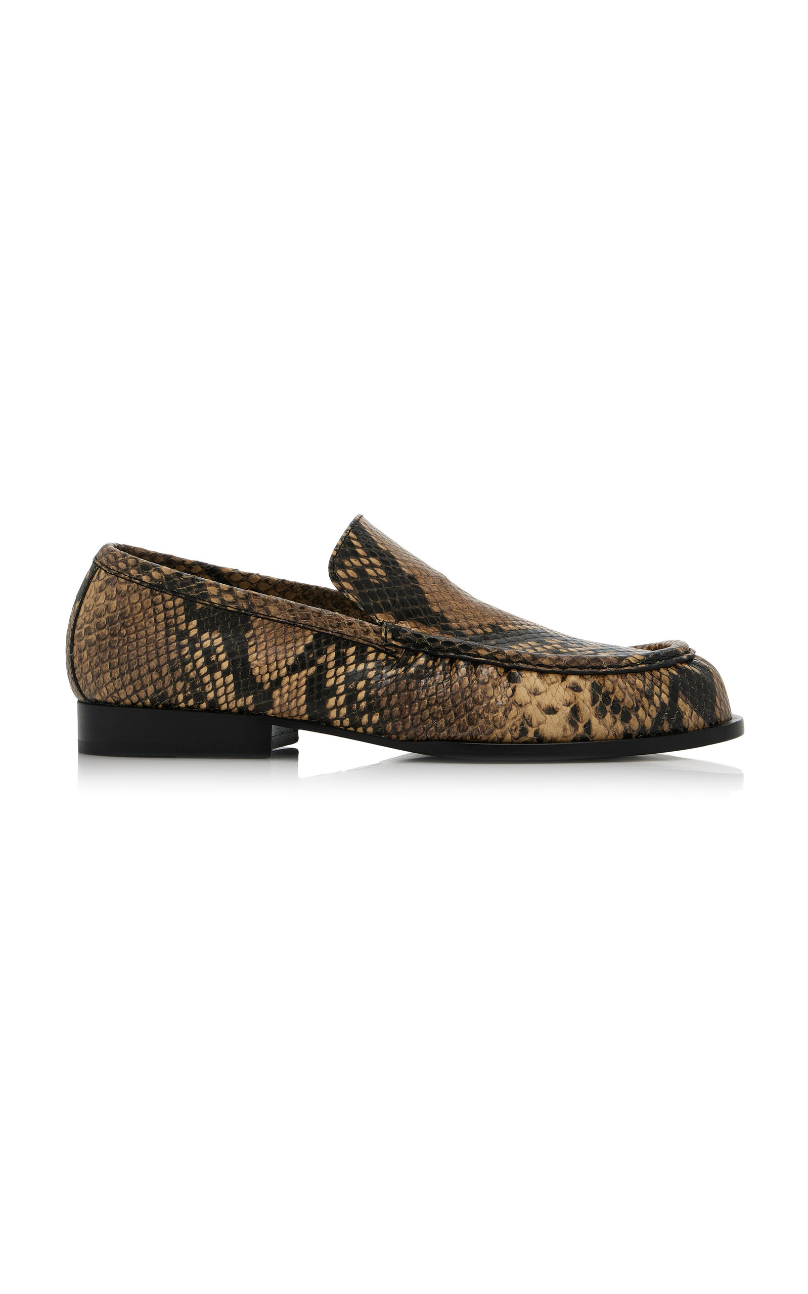 Dries Van Noten Snake-Print Leather Loafers