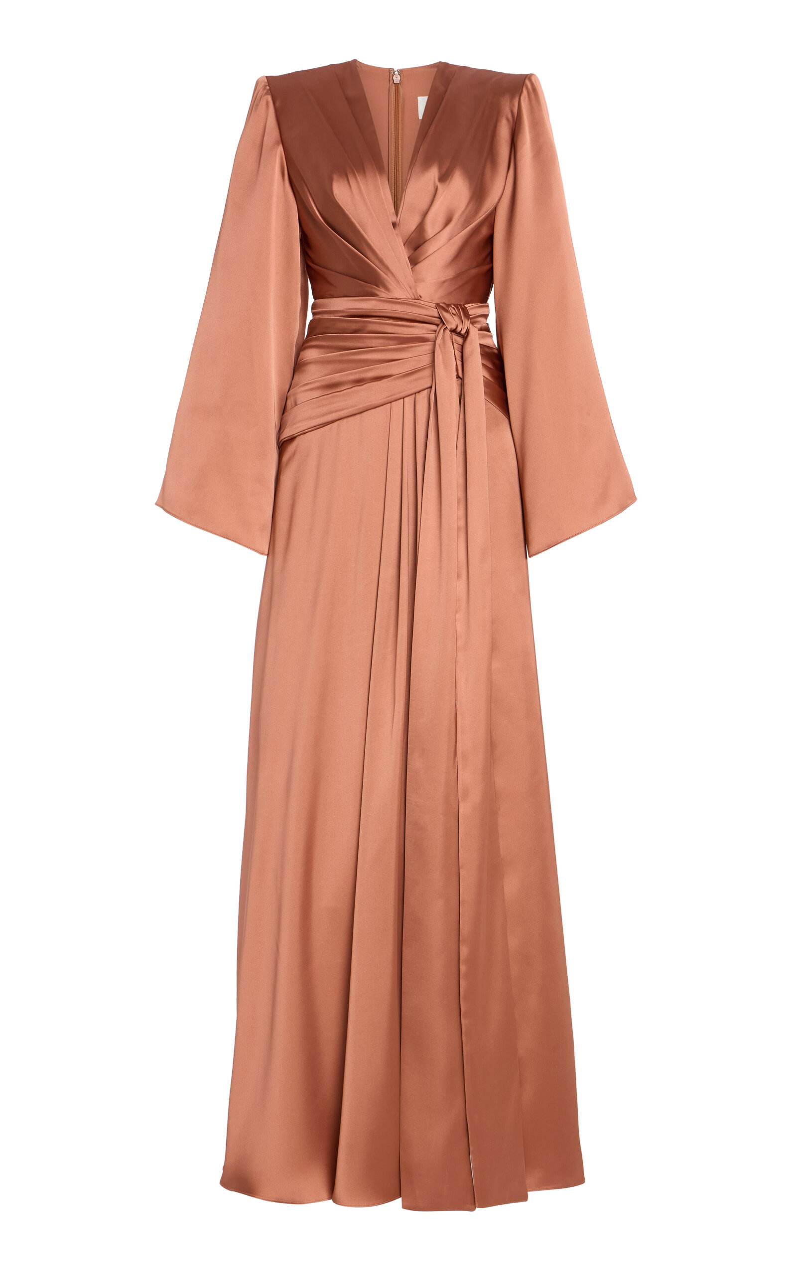 Zuhair Murad Tie-Detailed Satin Gown - Orange