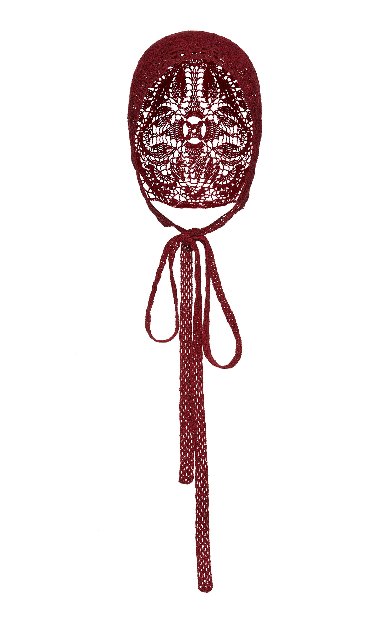 Magda Butrym Crochet Cotton Hood - Burgundy - OS