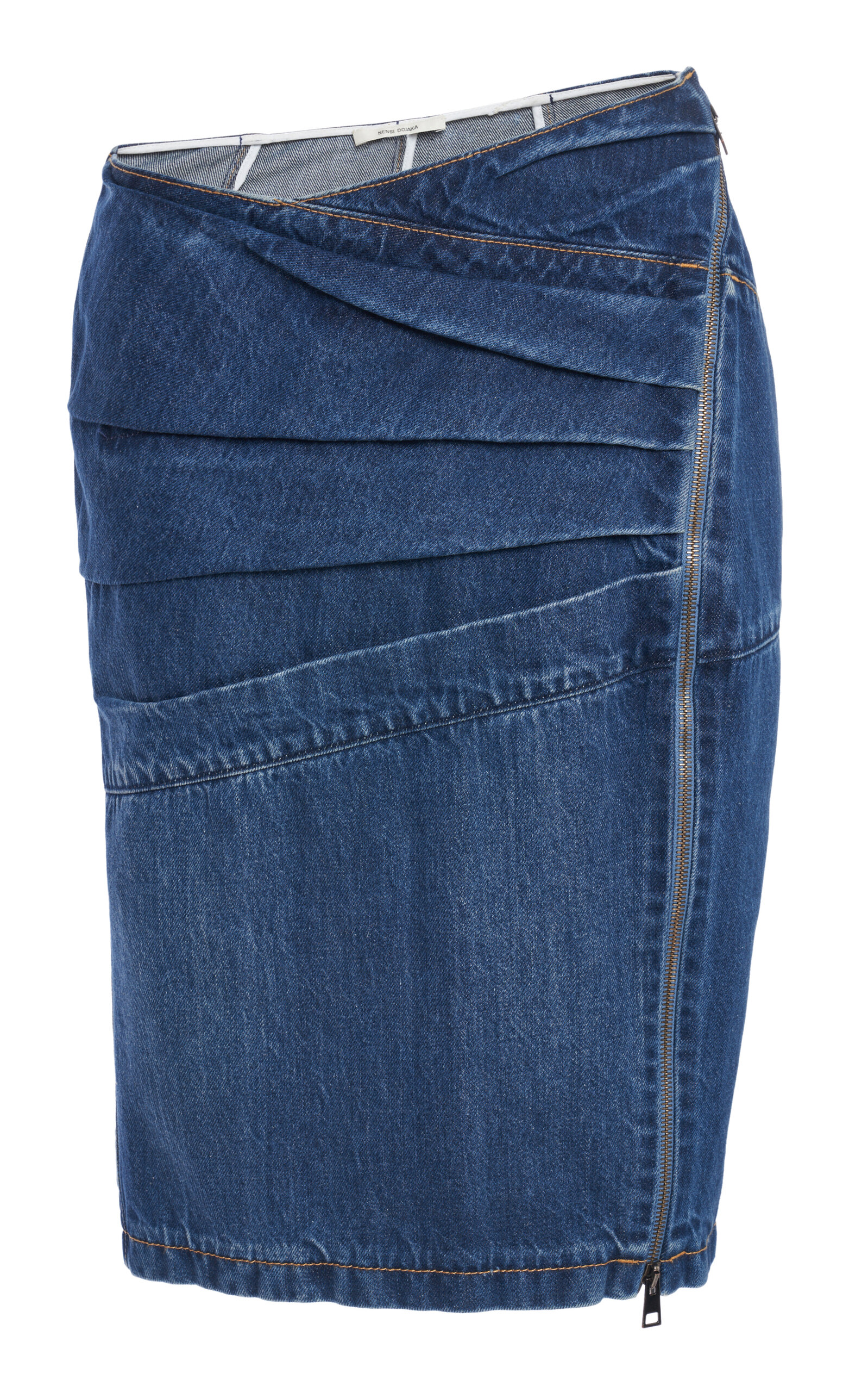 Nensi Dojaka Asymmetric-Zip Cotton Midi Skirt