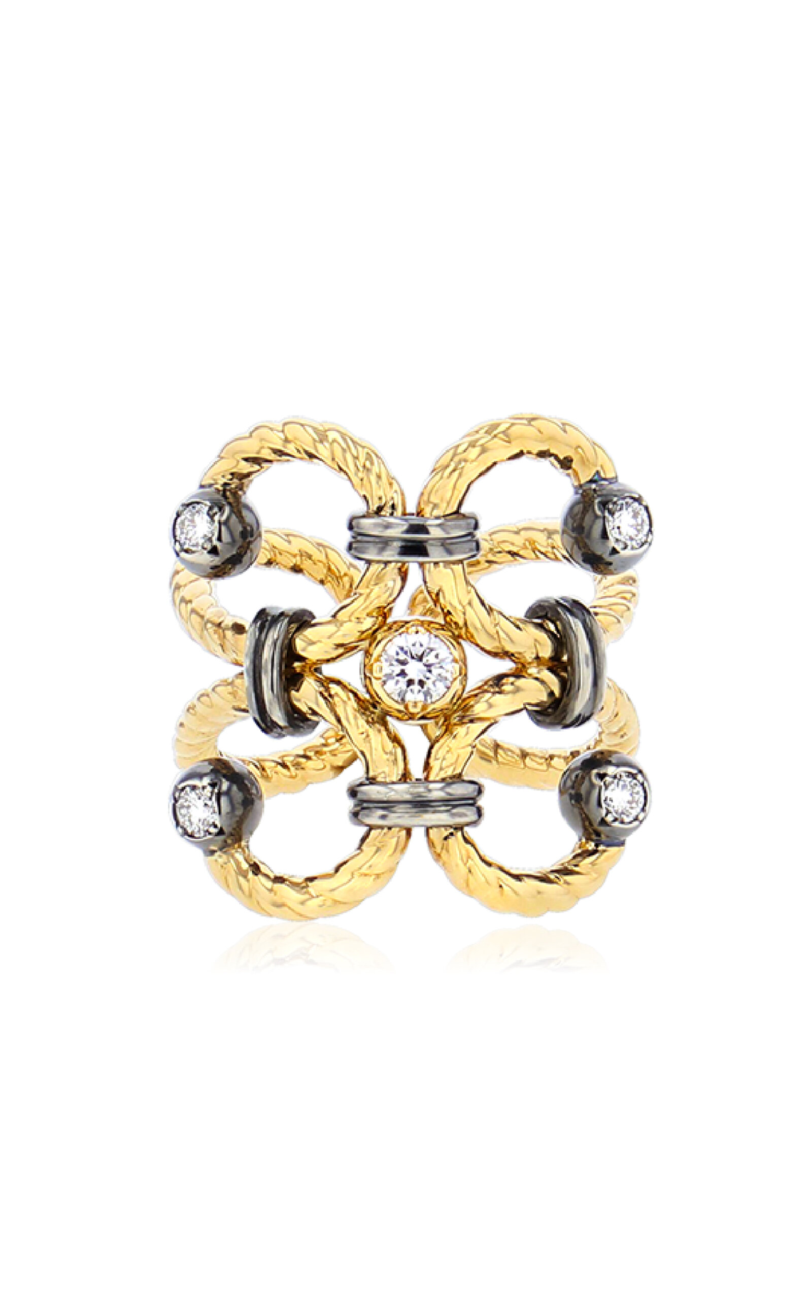 Twist 18K Yellow Gold; Sterling Silver Diamond Ring