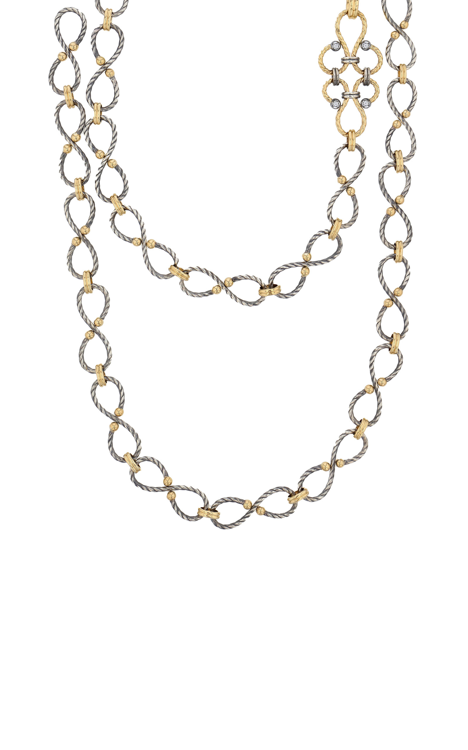 Twist 18K Yellow Gold; Sterling Silver Diamond Necklace
