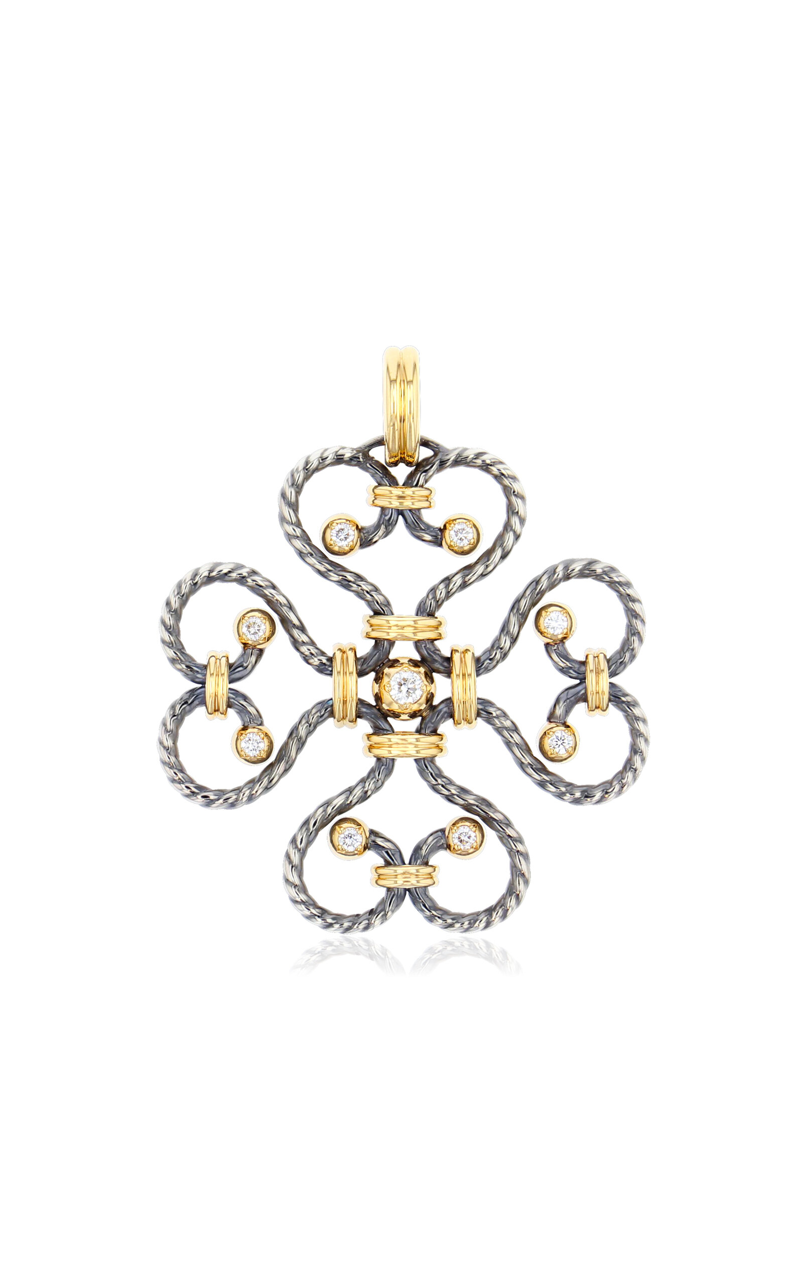 Trefle Twist 18K Yellow Gold; Sterling Silver Diamond Charm