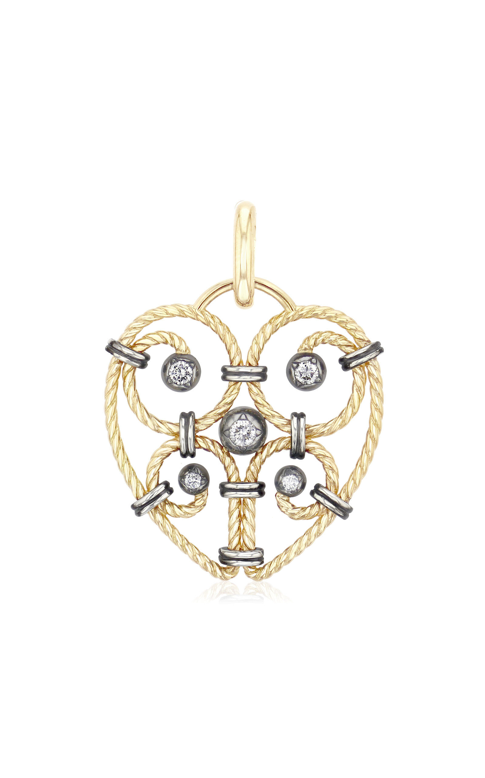 Elie Top Cœur Twist 18k Yellow Gold; Sterling Silver Diamond Charm In Gold