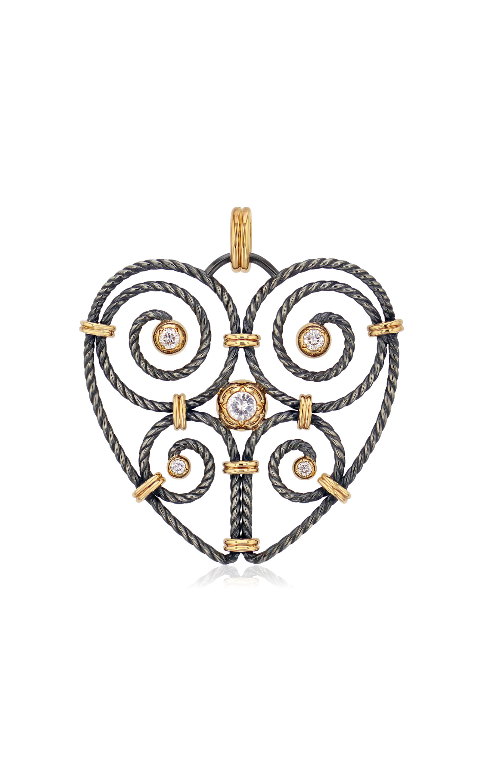 Grand Cœur Twist 18K Yellow Gold; Sterling Silver Diamond; Sapphire Charm
