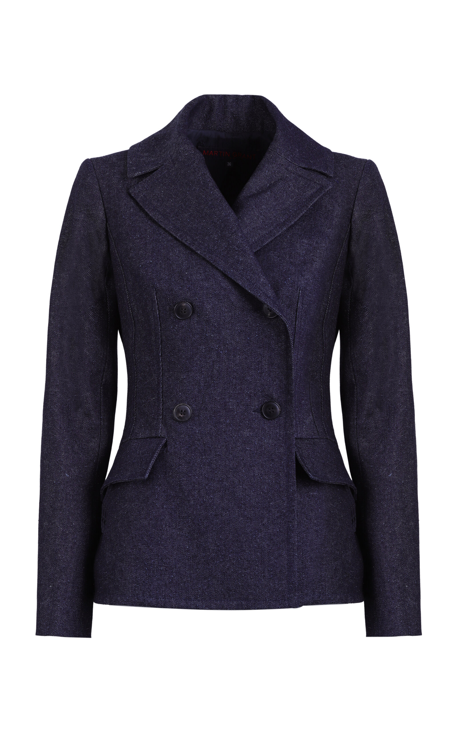 Martin Grant Topstitched Cotton-Hemp Jacket - Blue