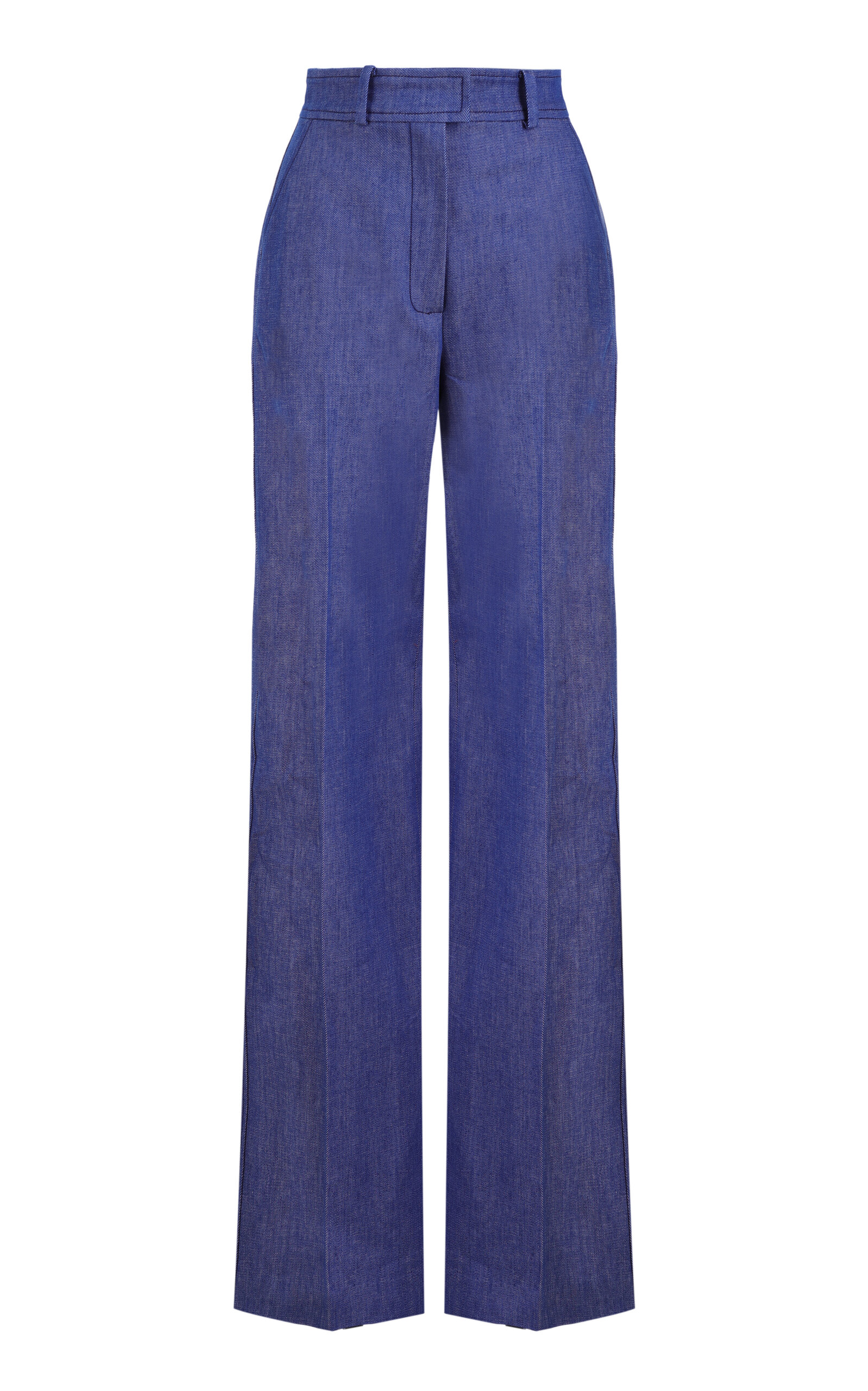 Martin Grant Pleated Stretch-Denim Wide-Leg Jeans - Blue