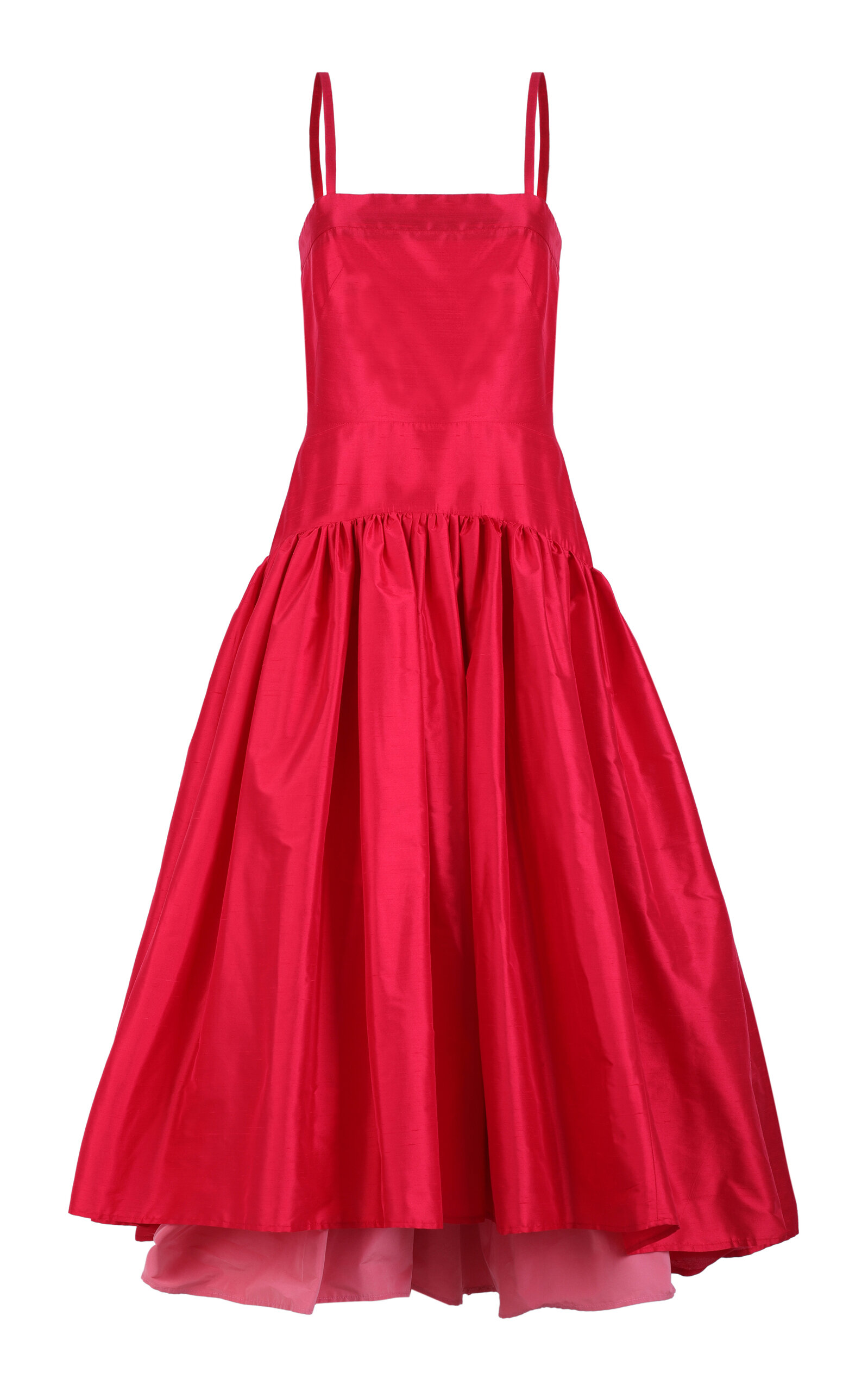 Martin Grant Gathered Silk Midi Dress - Red